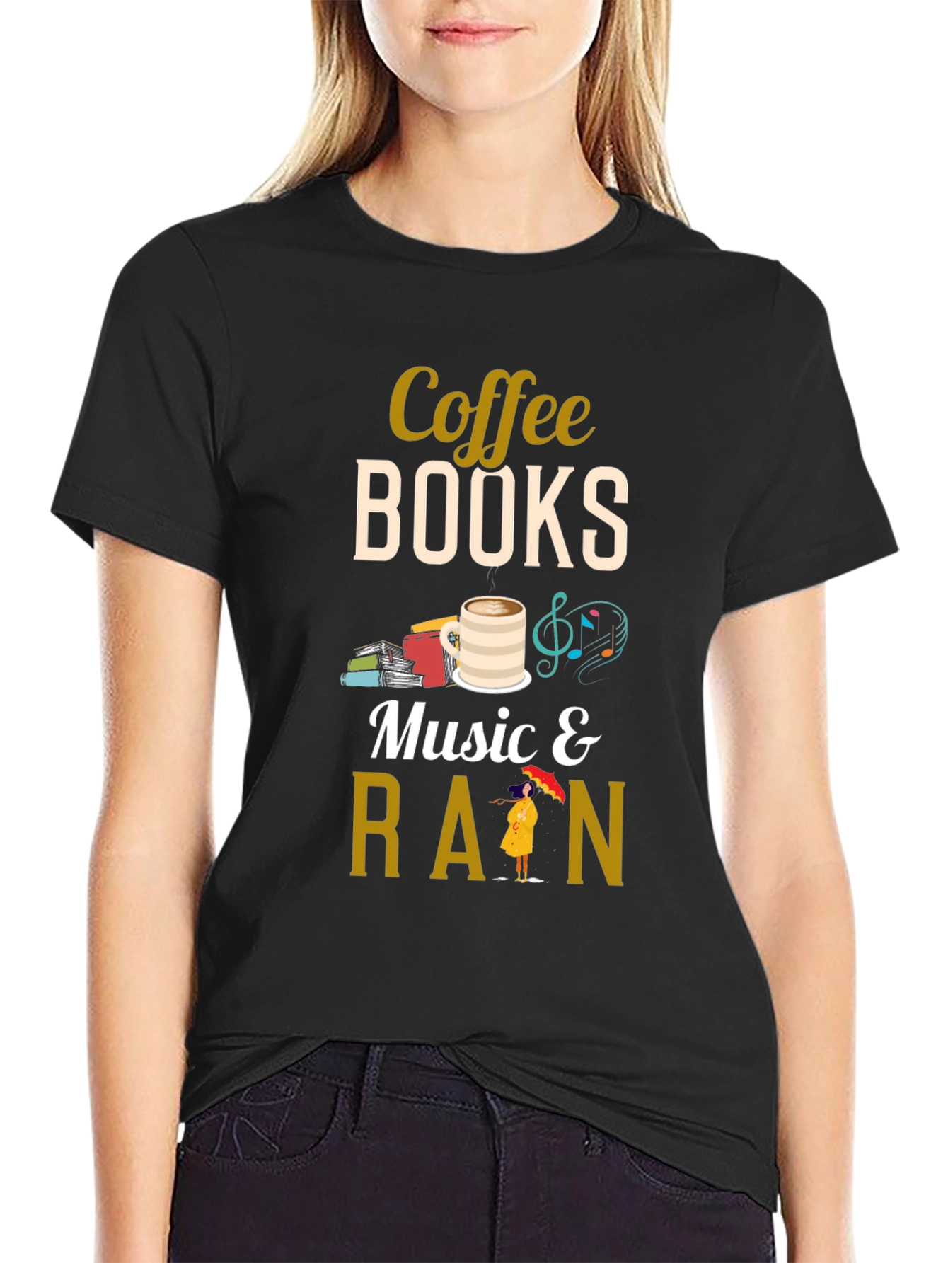 Coffee Books Music Rain T-Shirt
