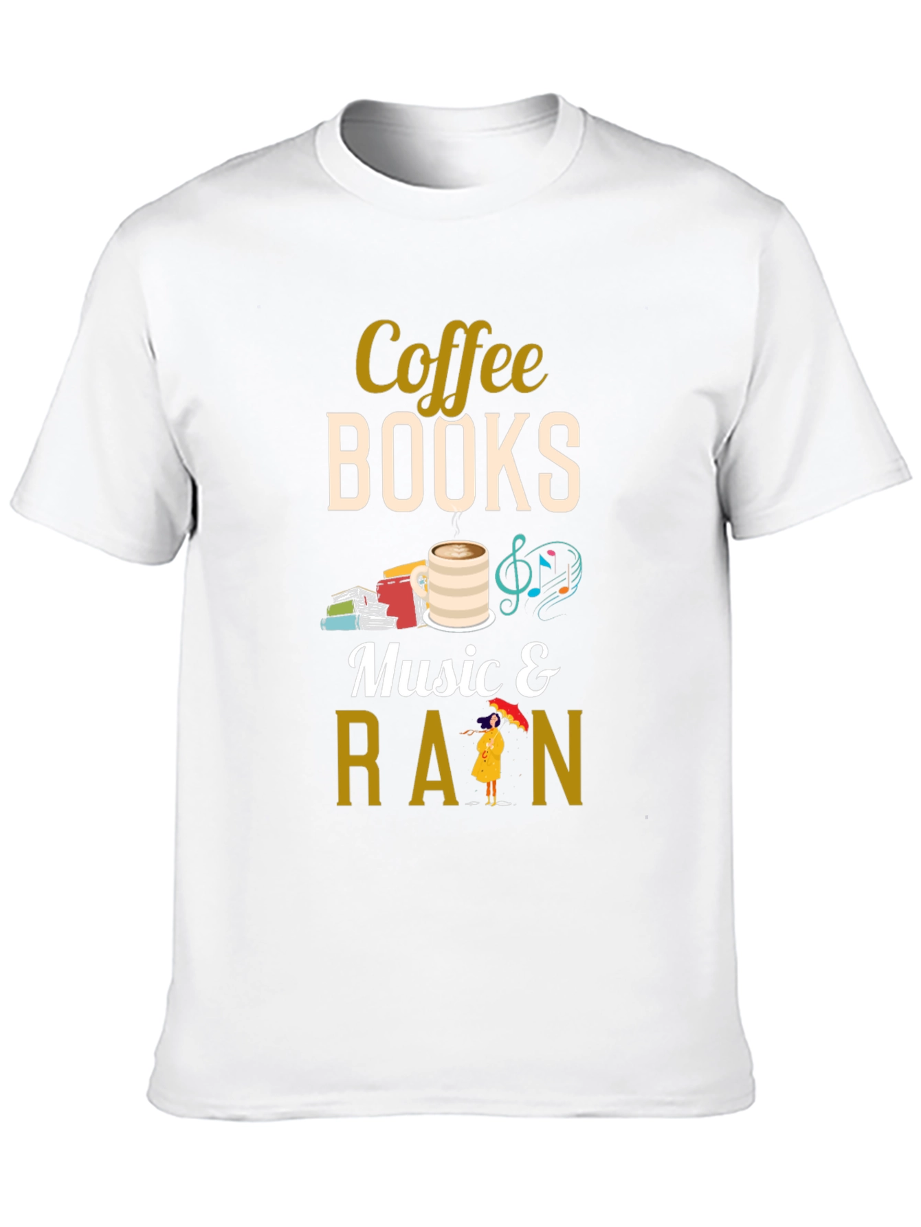 Coffee Books Music Rain T-Shirt