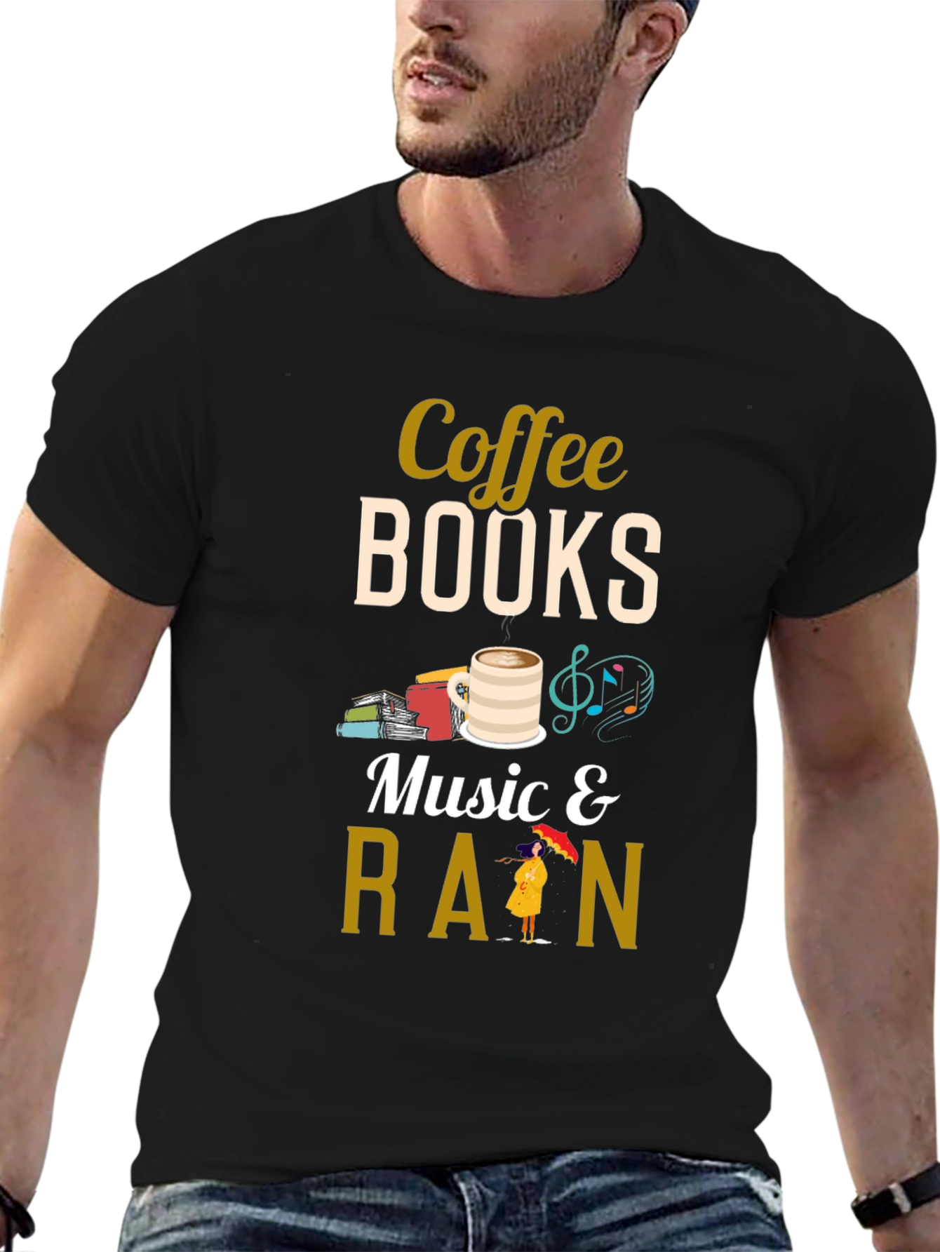 Coffee Books Music Rain T-Shirt