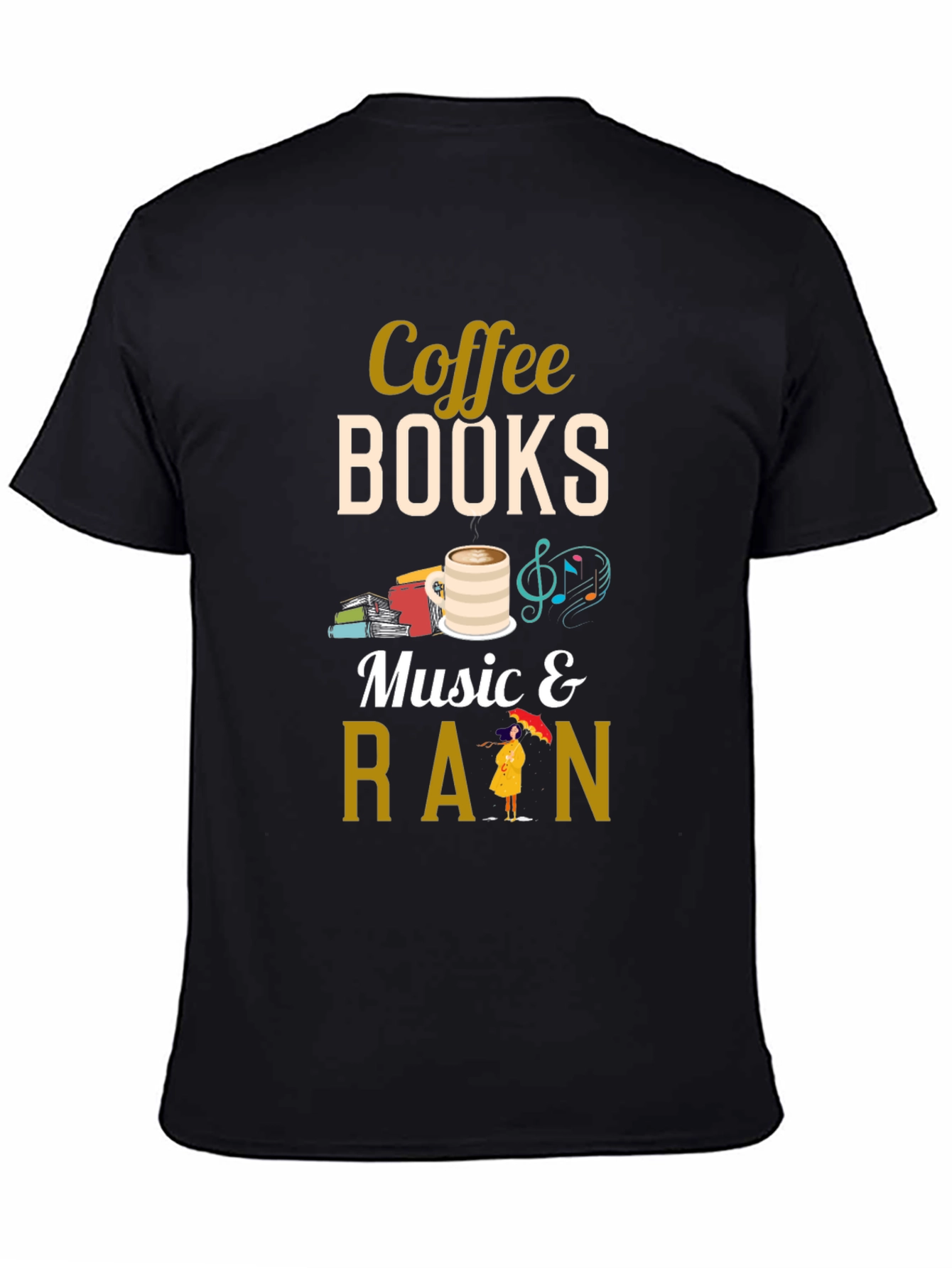 Coffee Books Music Rain T-Shirt