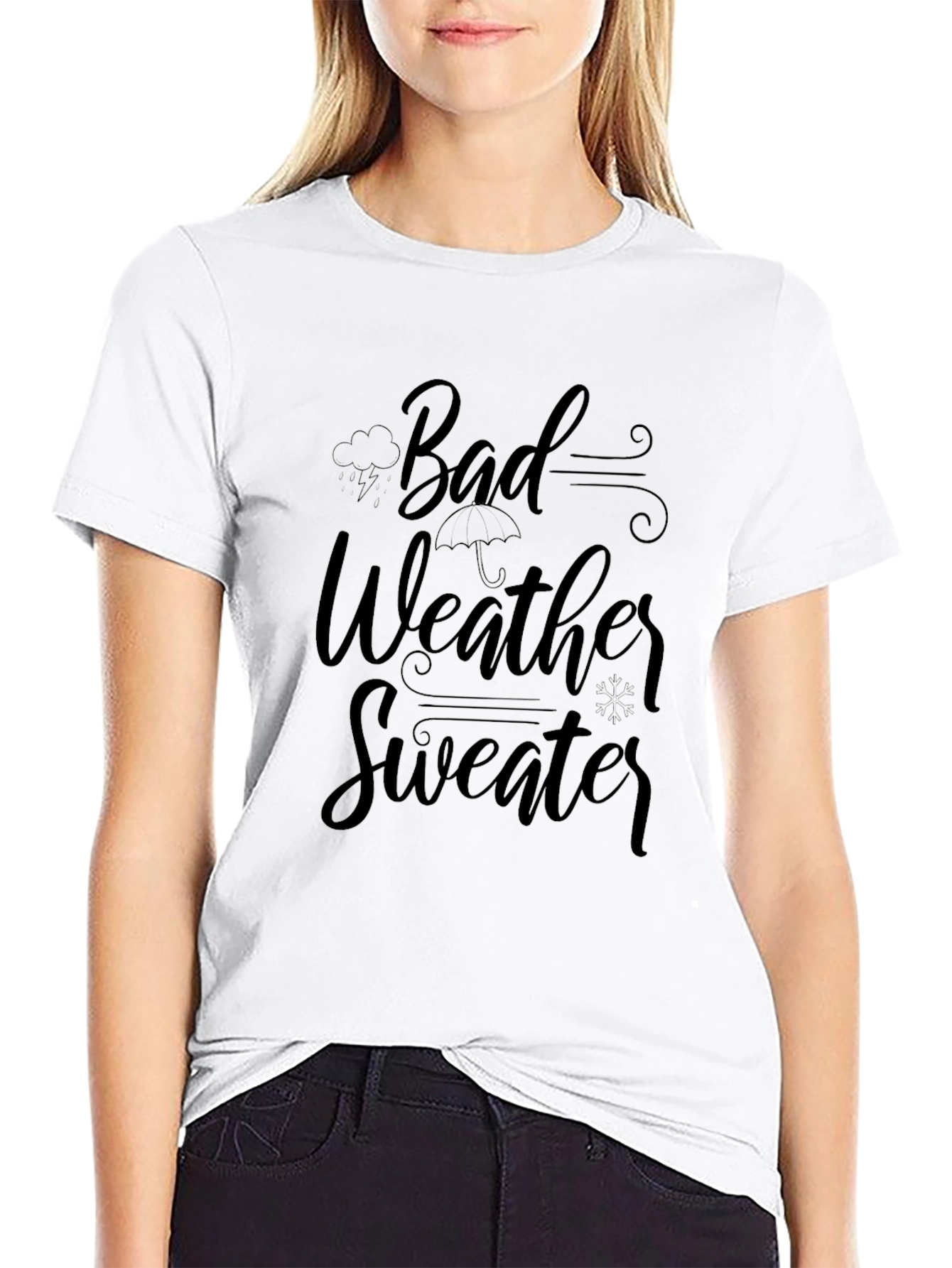 Bad Weather Sweater Graphic Tee - Black