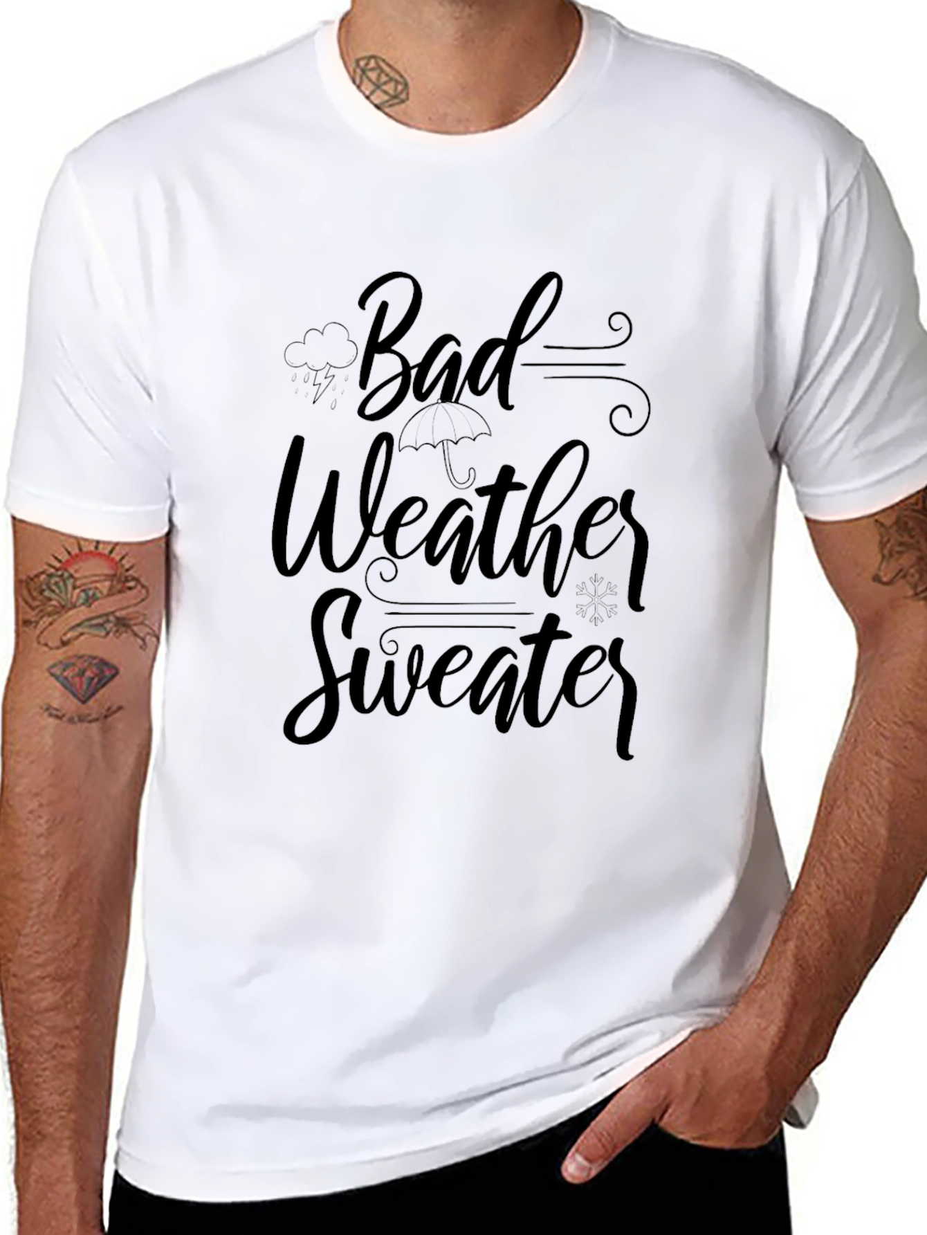 Bad Weather Sweater Graphic Tee - Black
