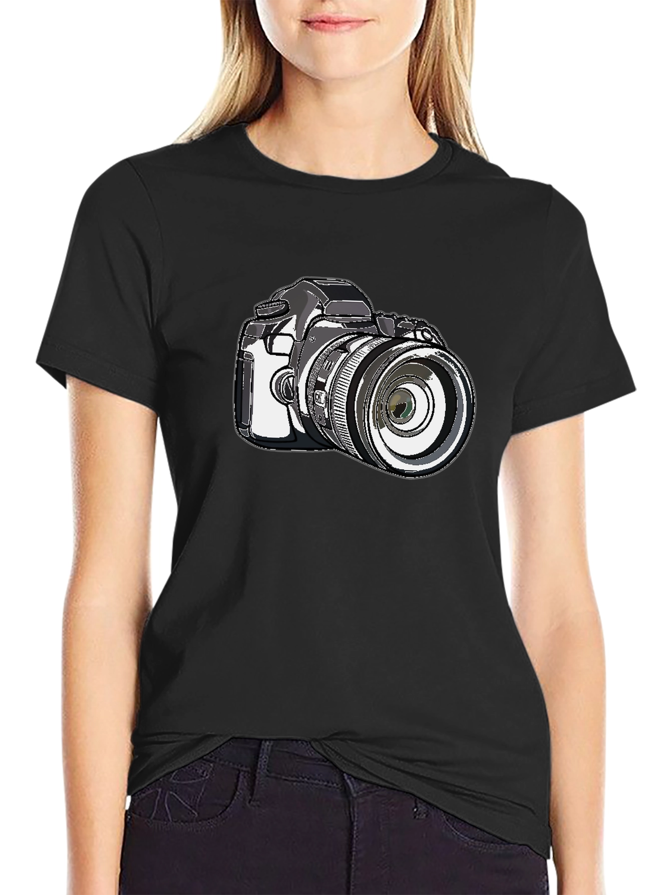 Camera Graphic Black T-Shirt - Photography Lover Tee