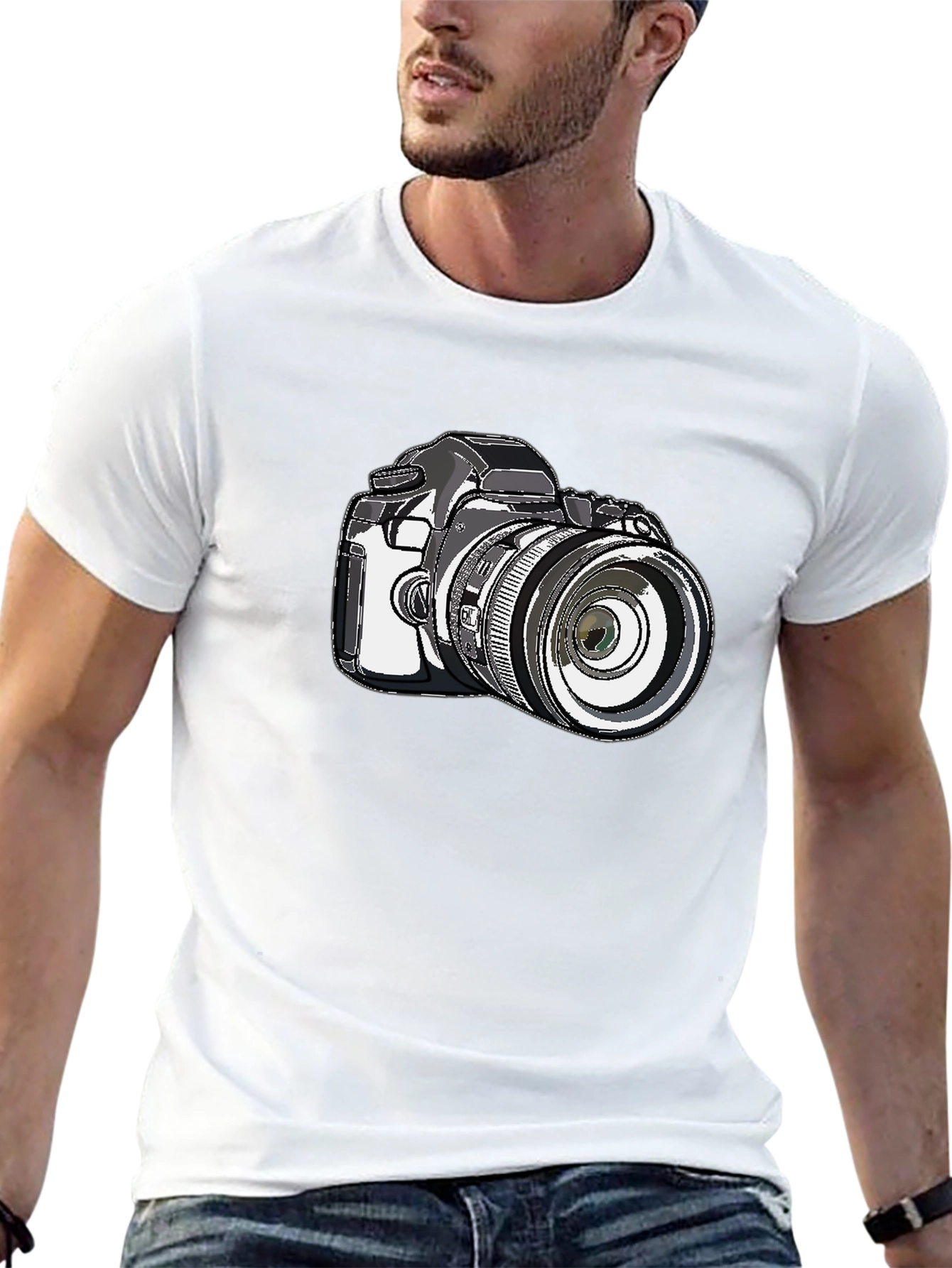 Camera Graphic Black T-Shirt - Photography Lover Tee