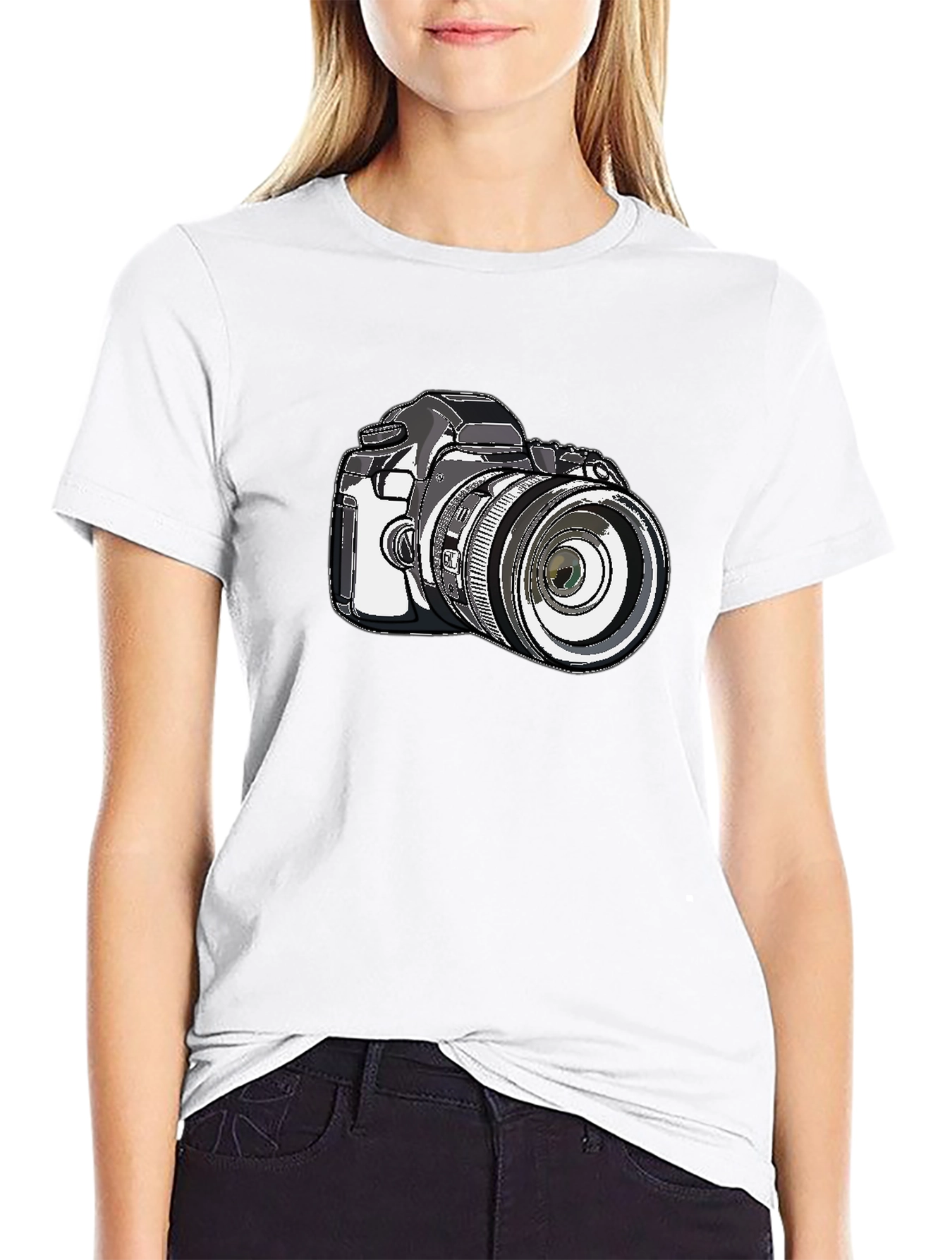Camera Graphic Black T-Shirt - Photography Lover Tee