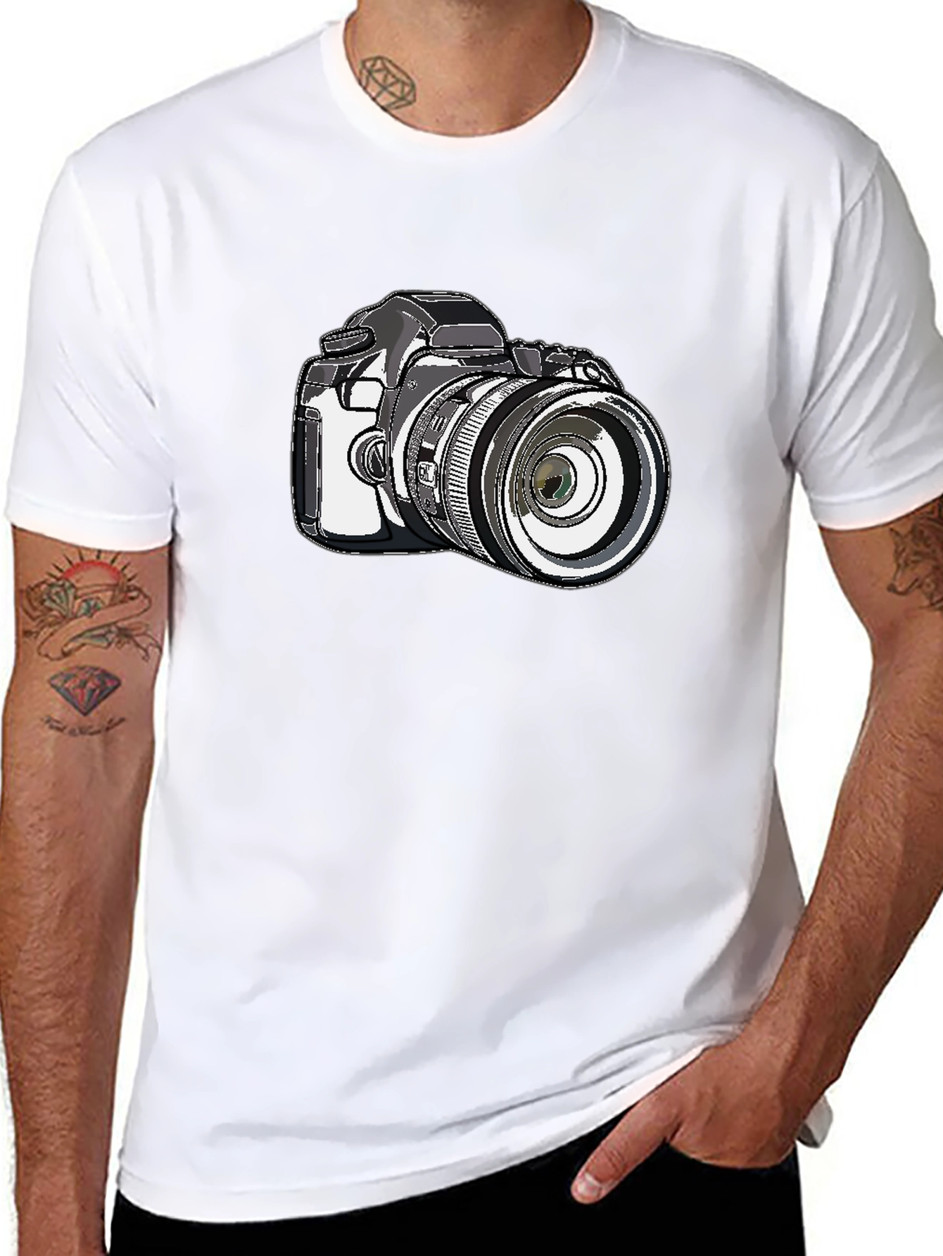 Camera Graphic Black T-Shirt - Photography Lover Tee