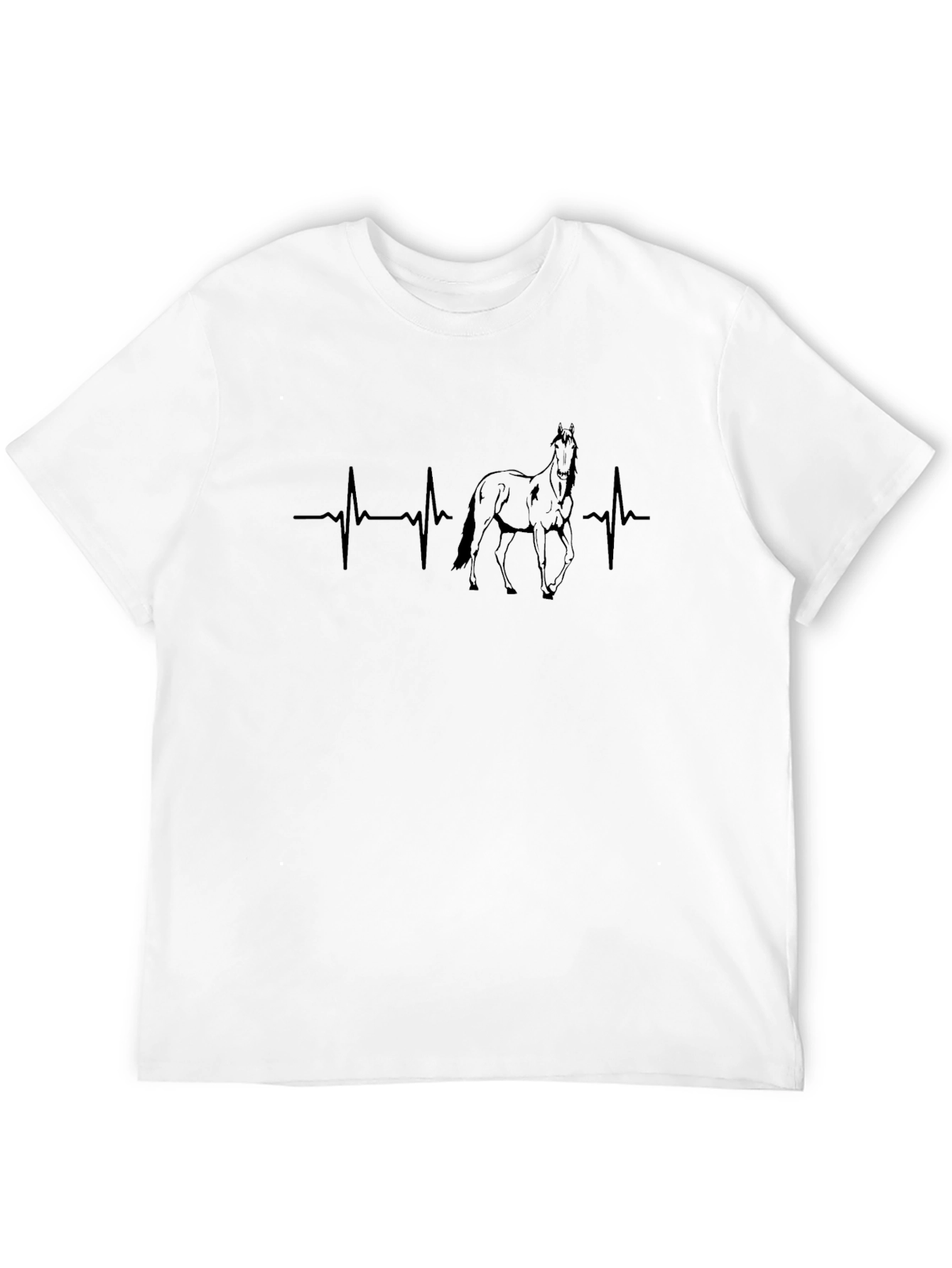 Horse Heartbeat Graphic T-Shirt - Black