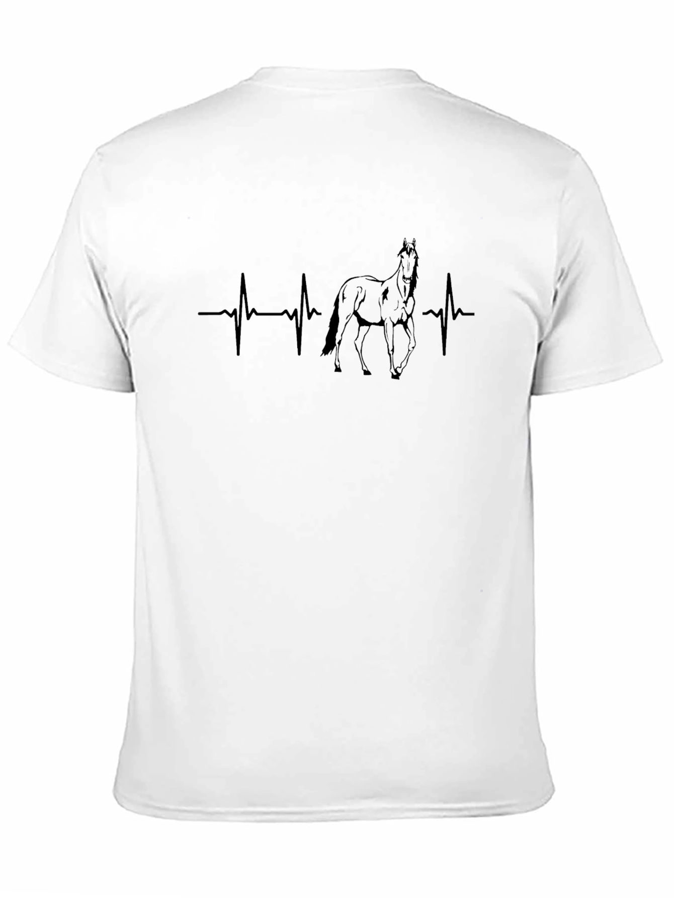 Horse Heartbeat Graphic T-Shirt - Black