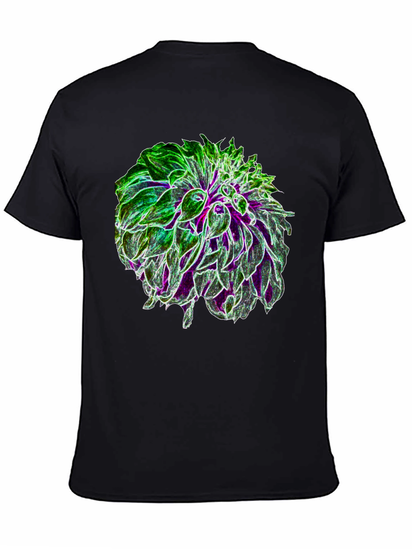 Glow Flower Graphic Tee - Black Cotton Casual Shirt