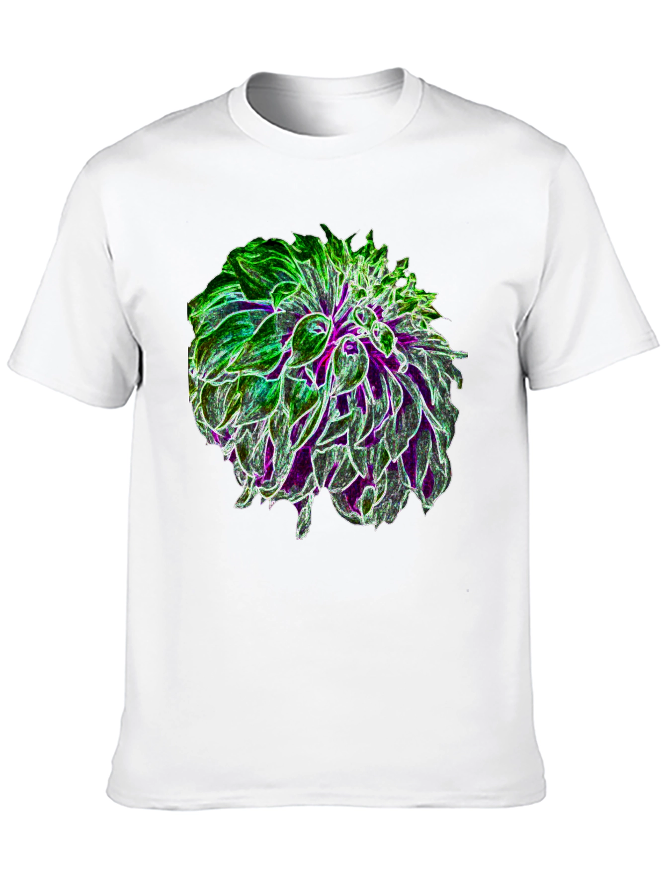 Glow Flower Graphic Tee - Black Cotton Casual Shirt