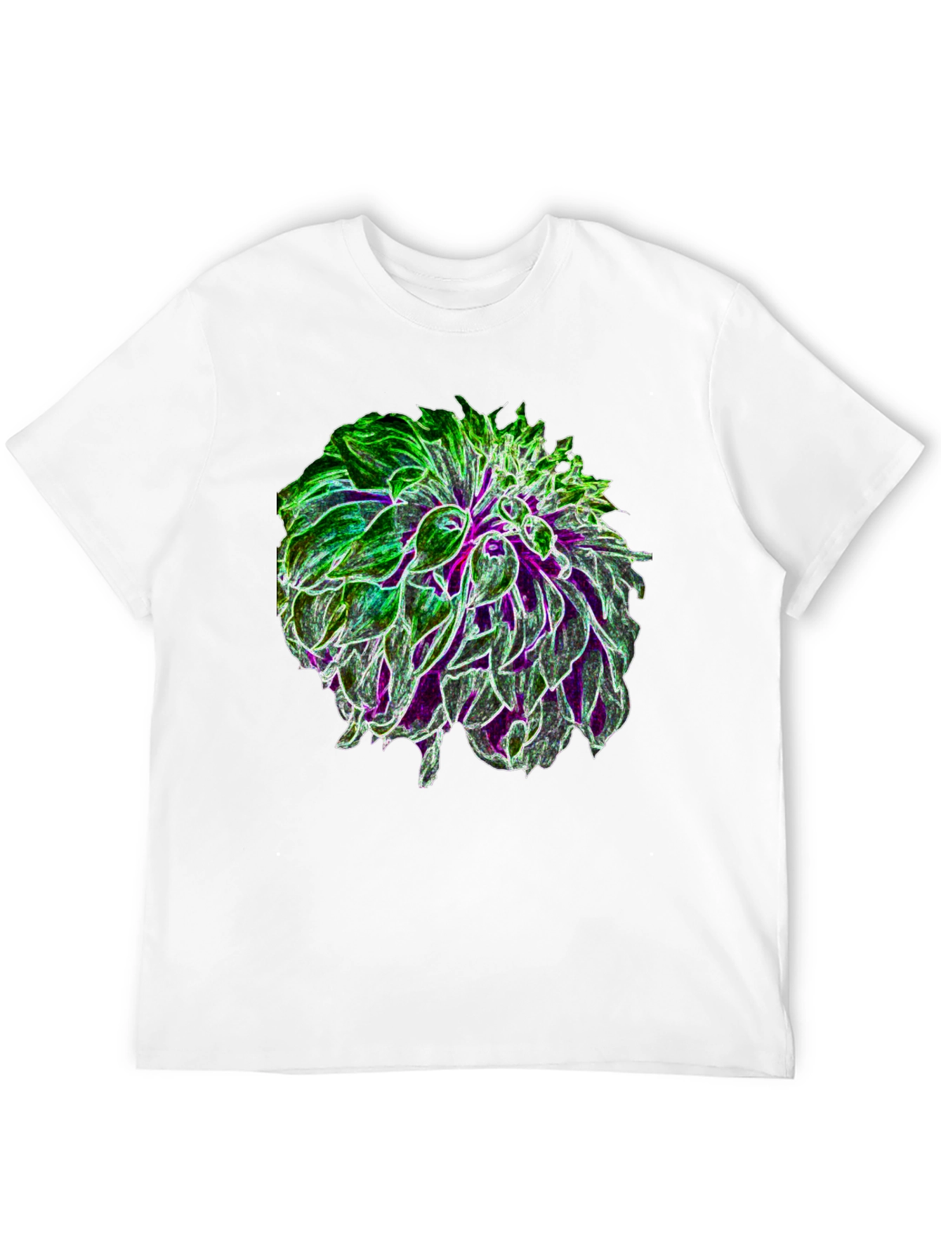 Glow Flower Graphic Tee - Black Cotton Casual Shirt