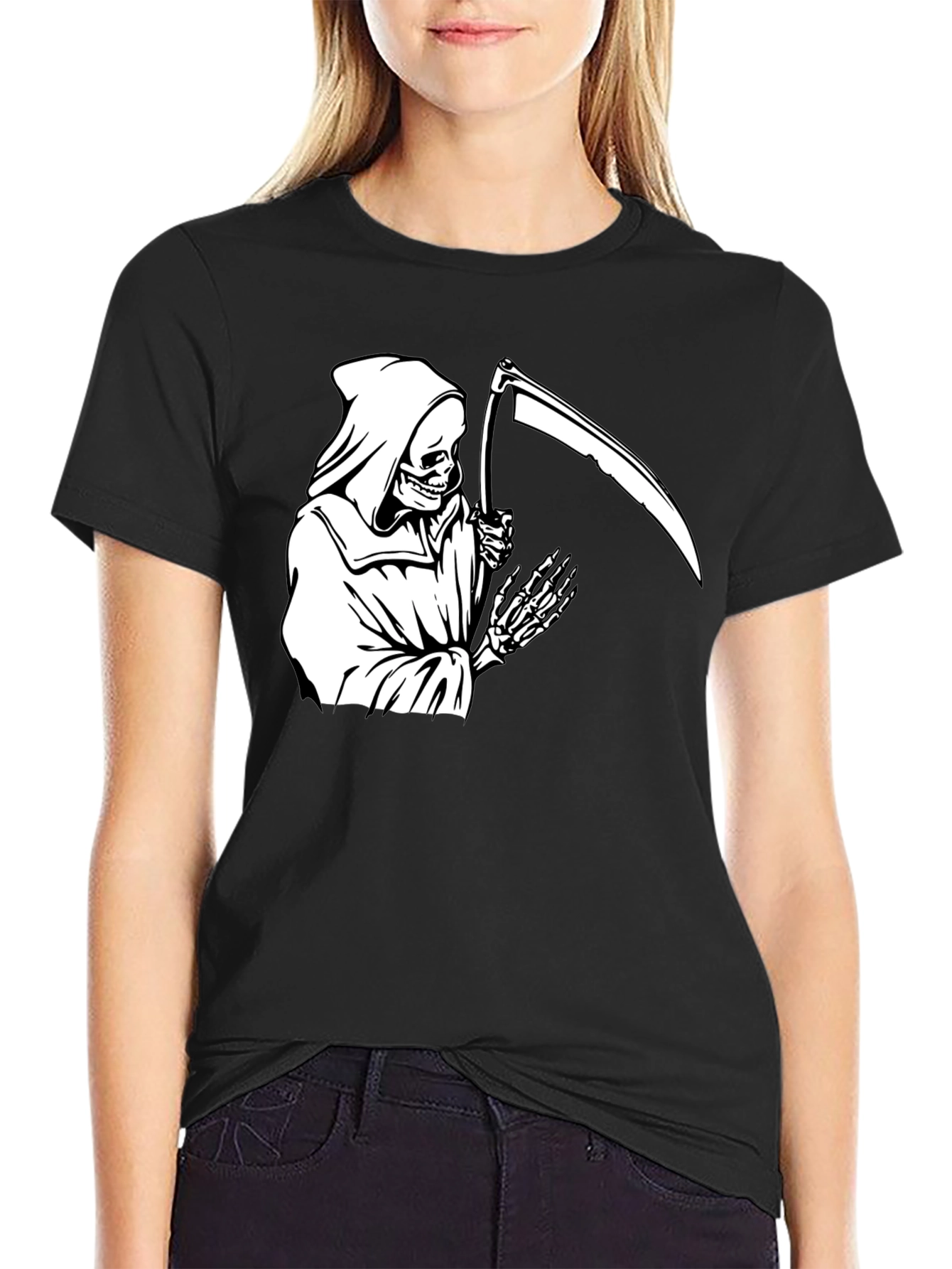 Grim Reaper Graphic Tee - Black Cotton T-Shirt