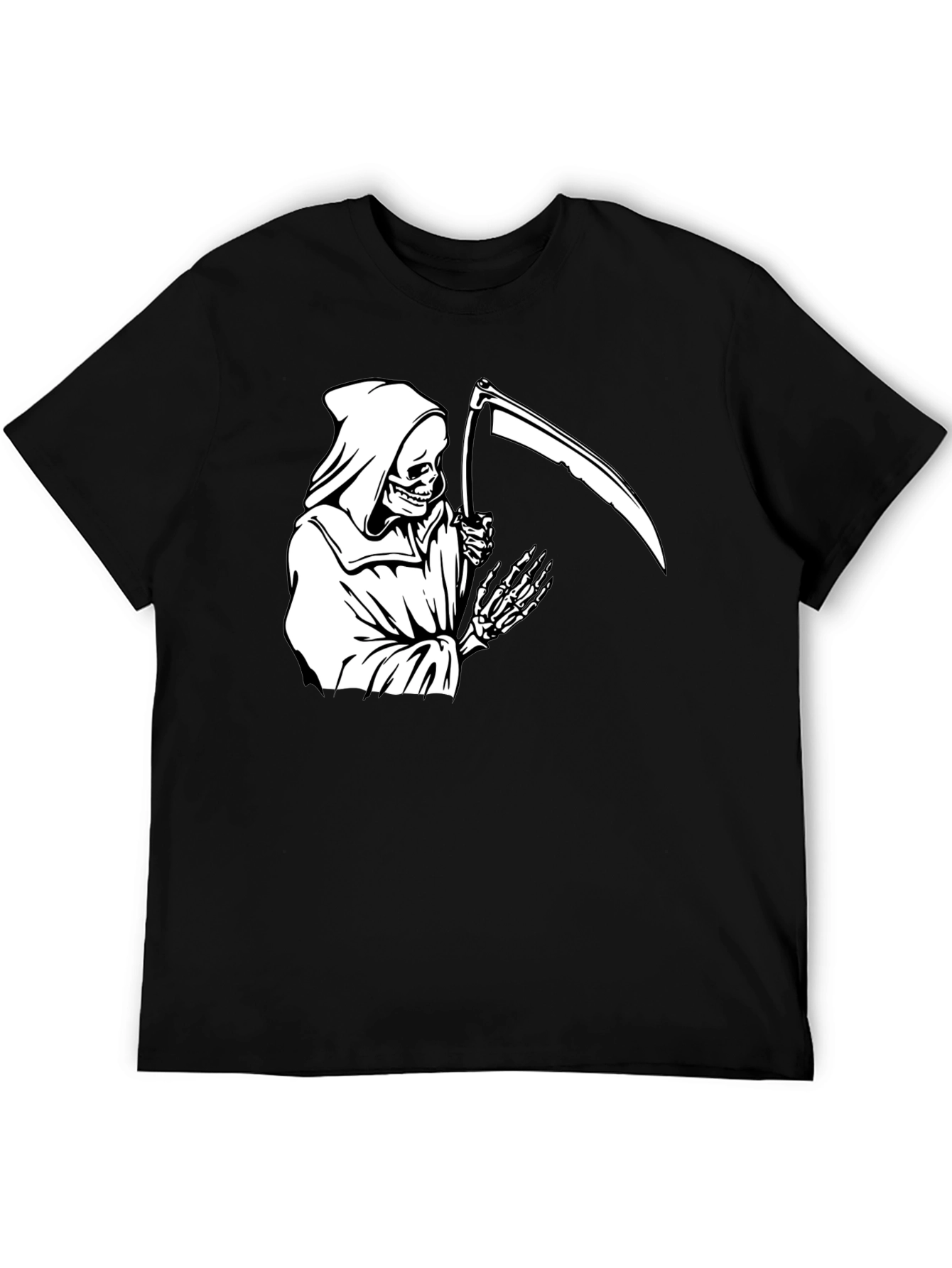 Grim Reaper Graphic Tee - Black Cotton T-Shirt