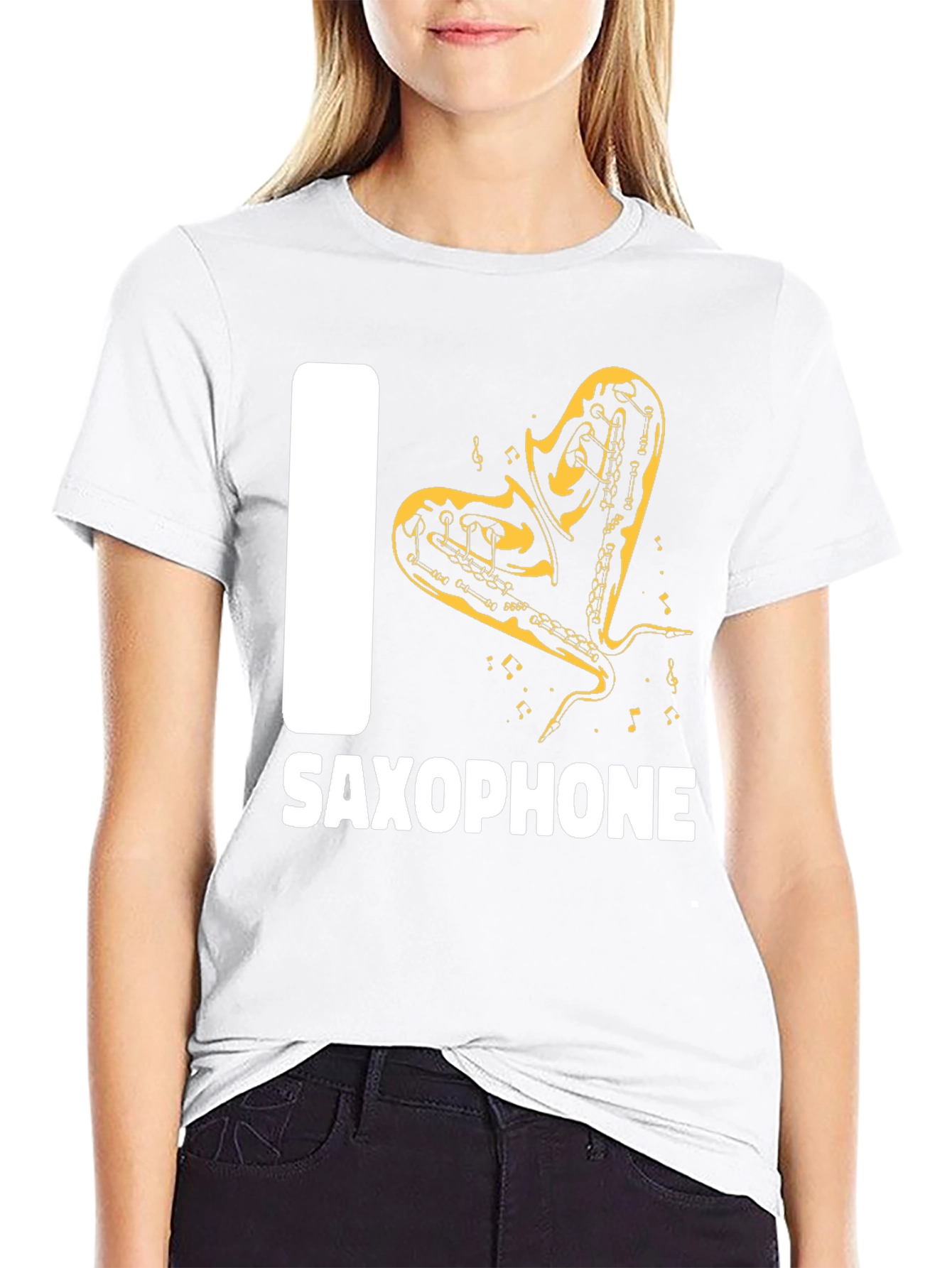 I Love Saxophone Black T-Shirt - Musician Gift