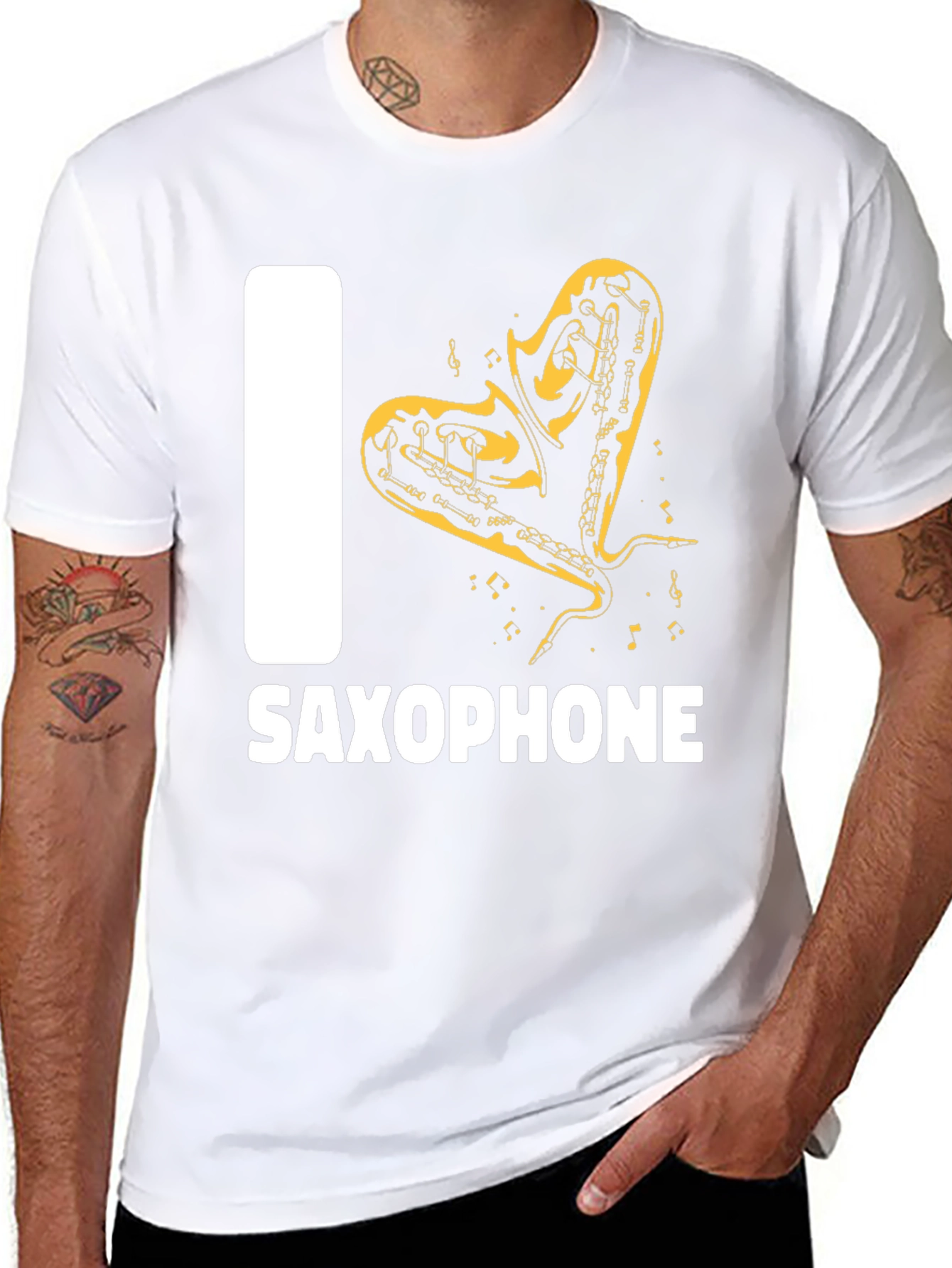 I Love Saxophone Black T-Shirt - Musician Gift