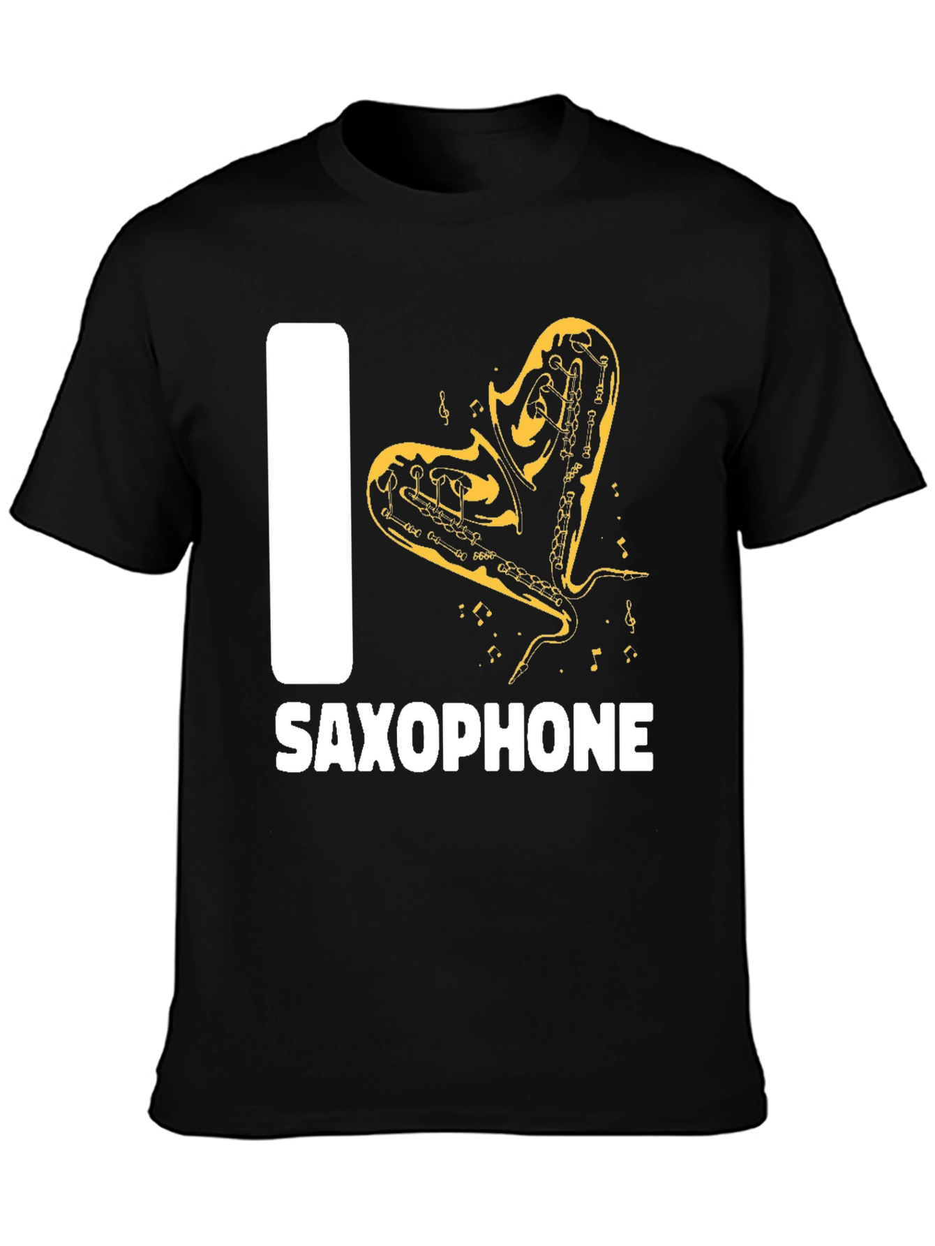 I Love Saxophone Black T-Shirt - Musician Gift