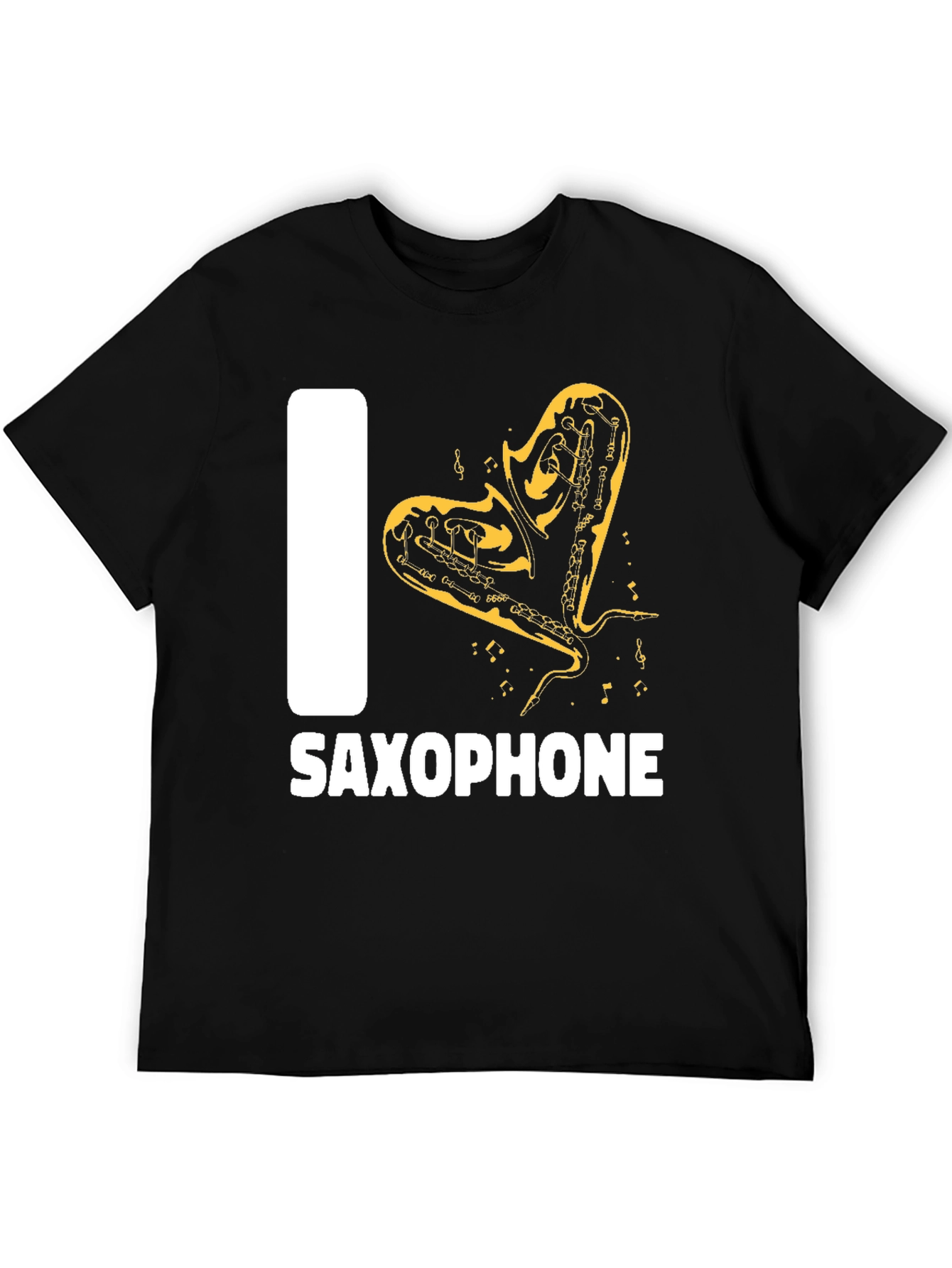 I Love Saxophone Black T-Shirt - Musician Gift