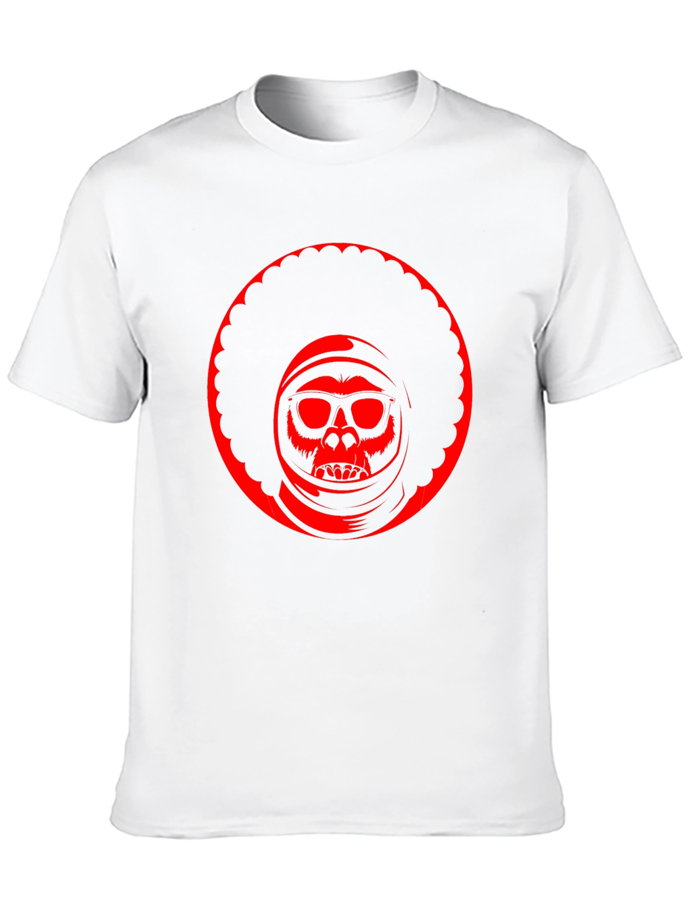 Retro Afro Space Monkey Black T-Shirt