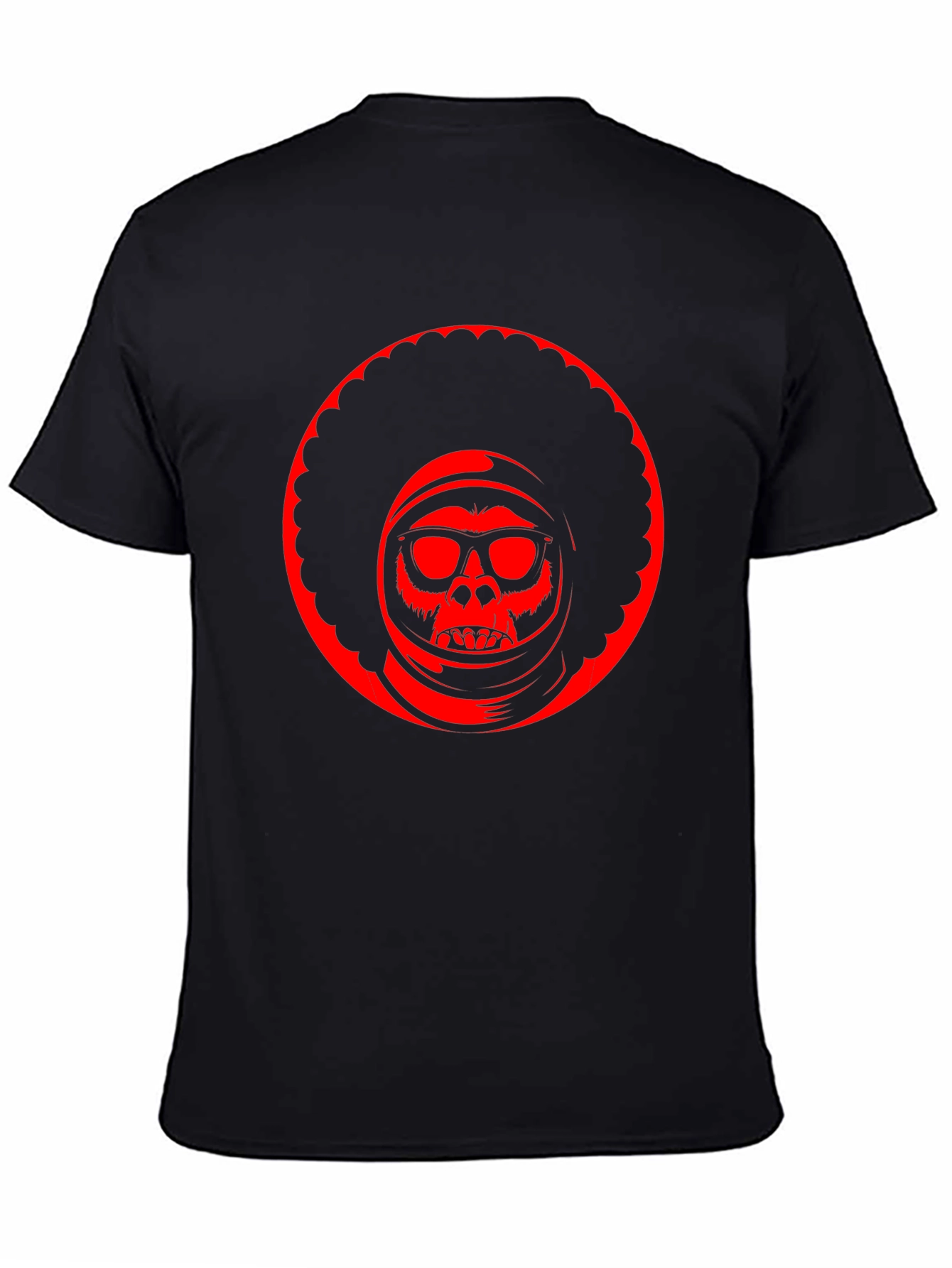 Retro Afro Space Monkey Black T-Shirt