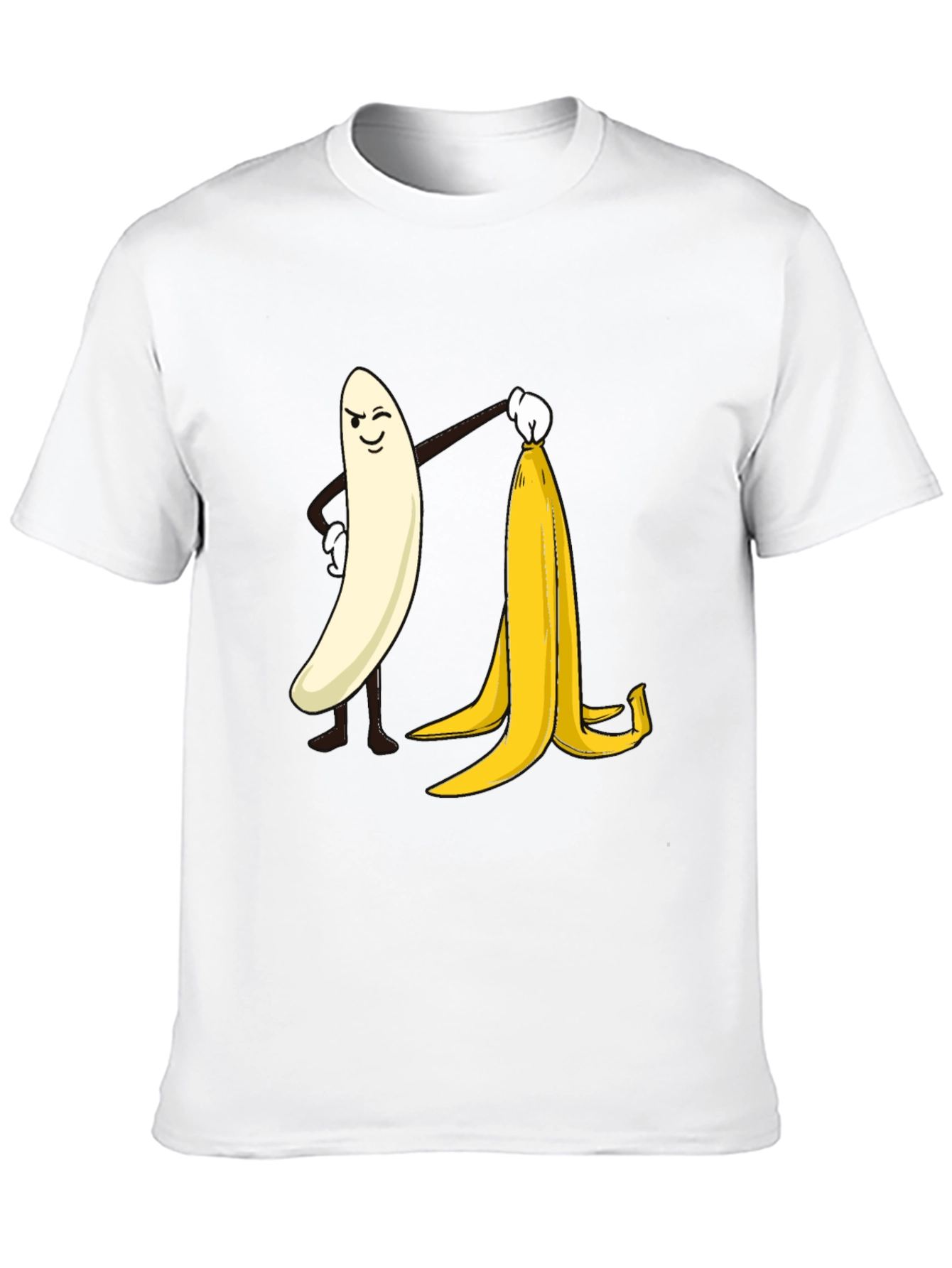 Funny Banana Peeling T-Shirt - Cheeky Cartoon Design