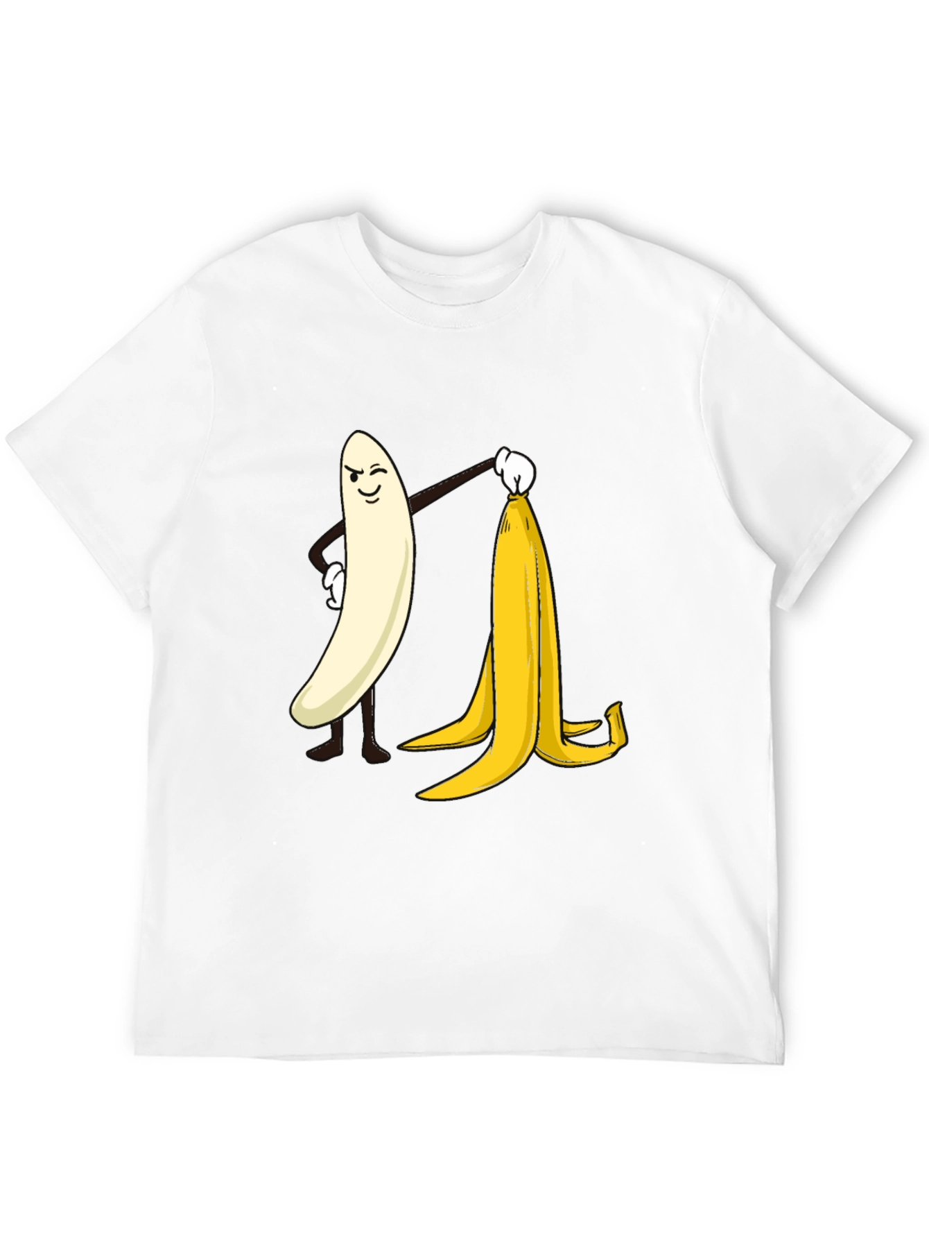 Funny Banana Peeling T-Shirt - Cheeky Cartoon Design