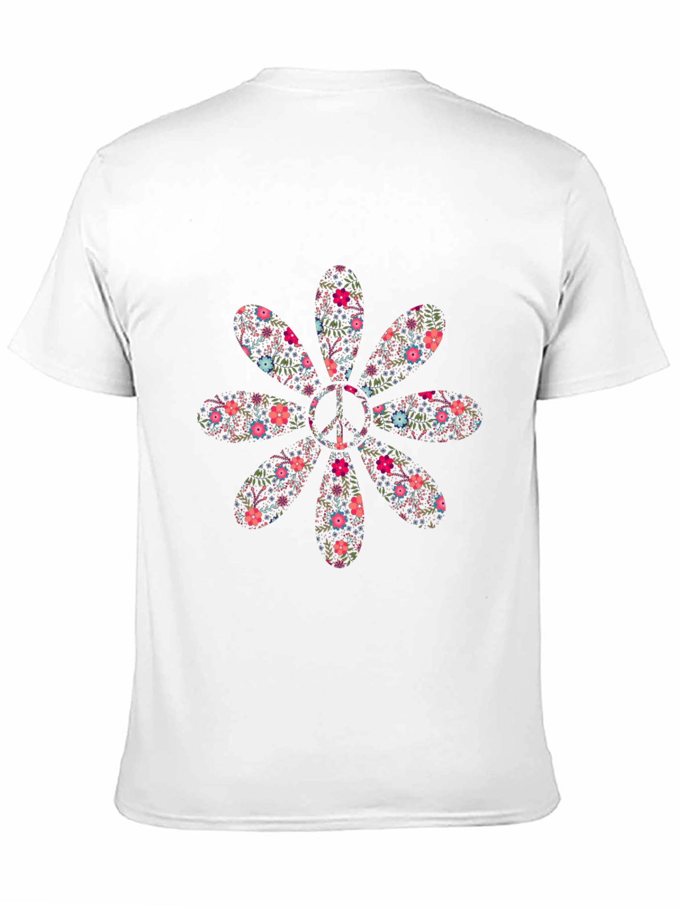 Floral Peace Sign Black T-Shirt