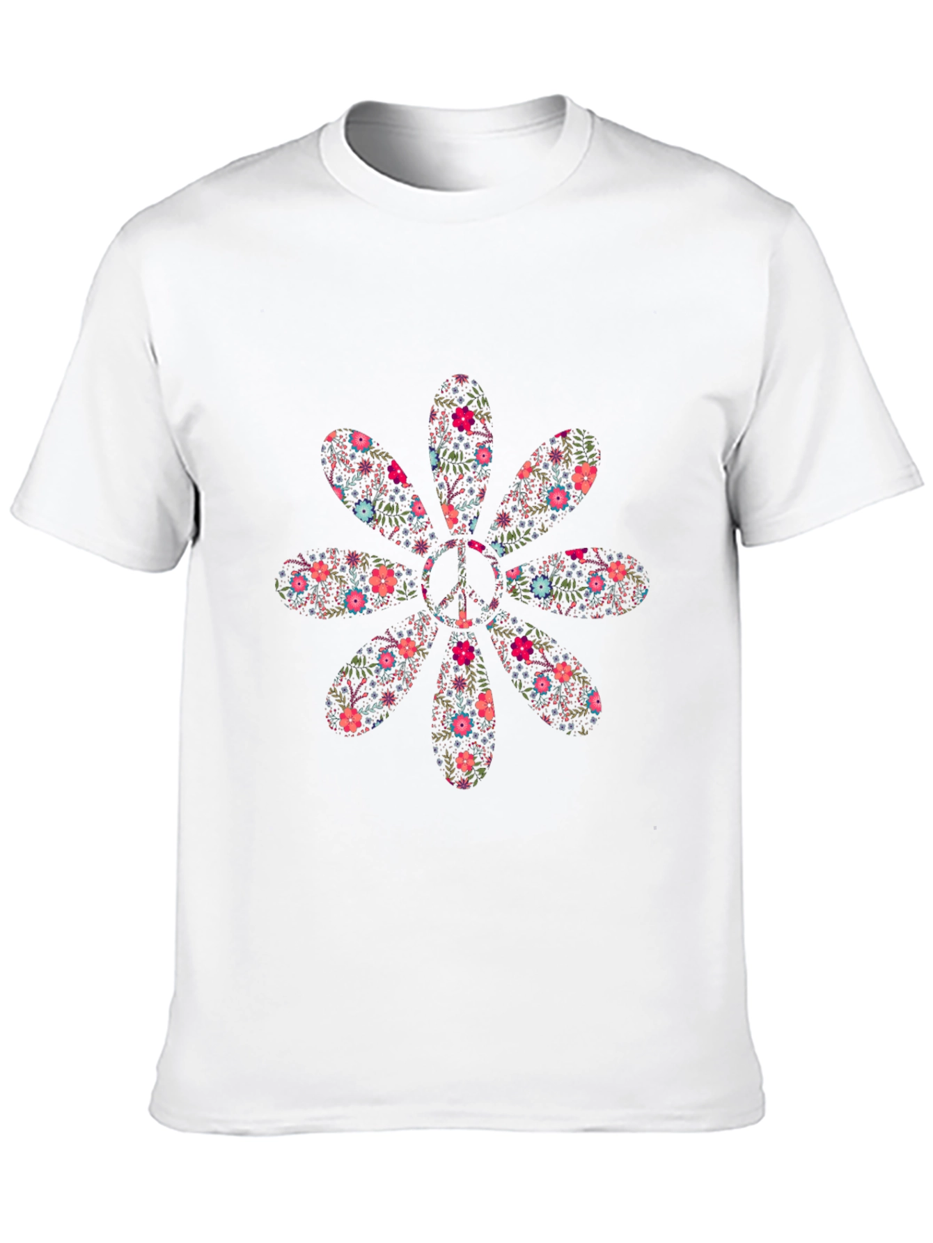 Floral Peace Sign Black T-Shirt