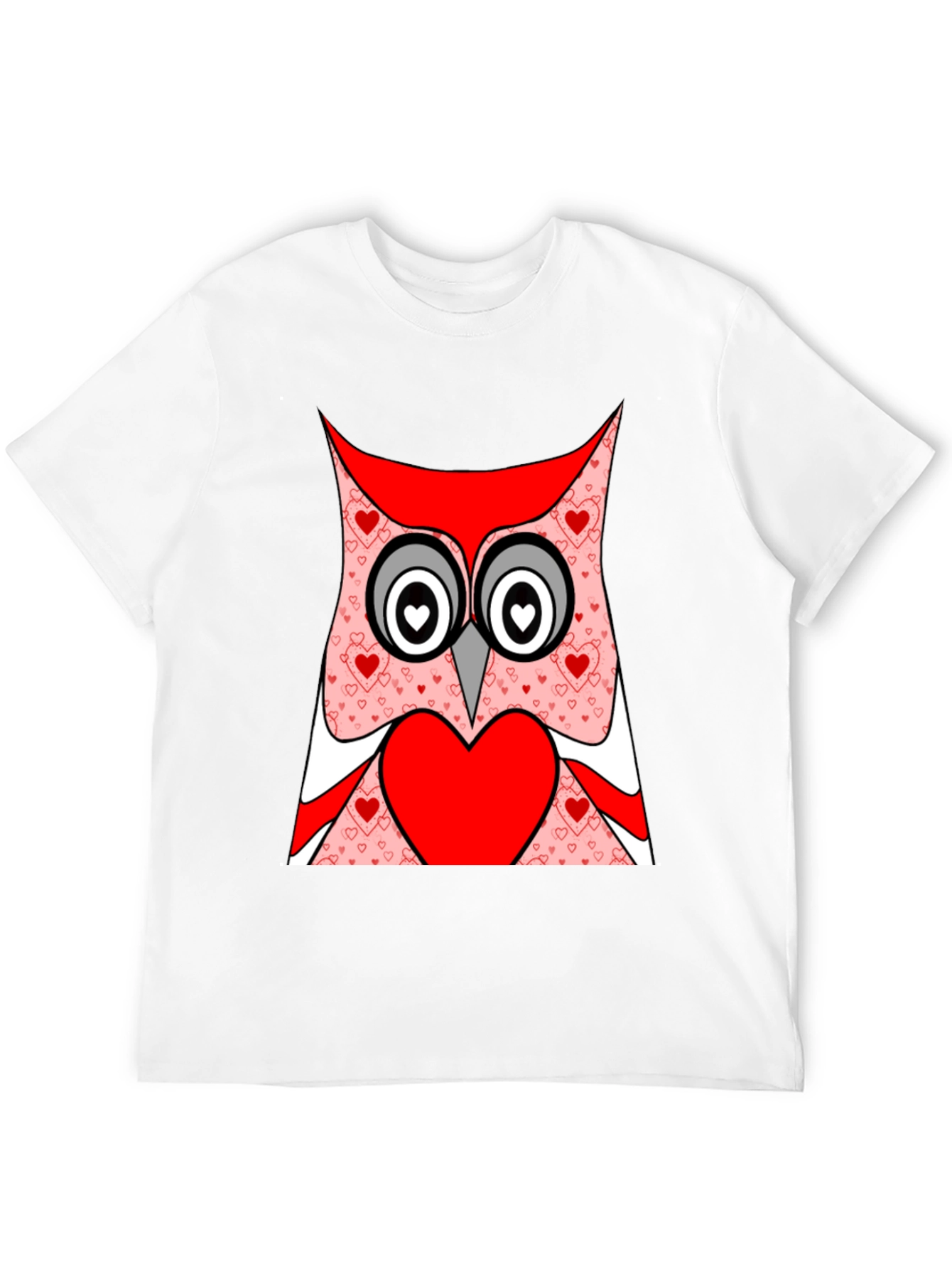 Owl Heart T-Shirt - Black Cotton Valentines Day Tee