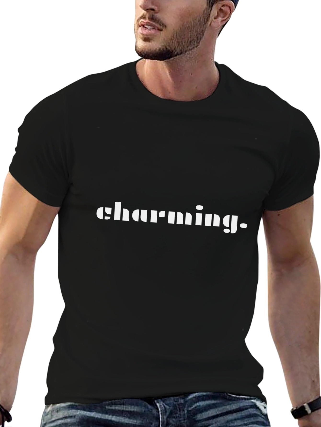 Charming Graphic Tee - Soft Black Cotton T-Shirt