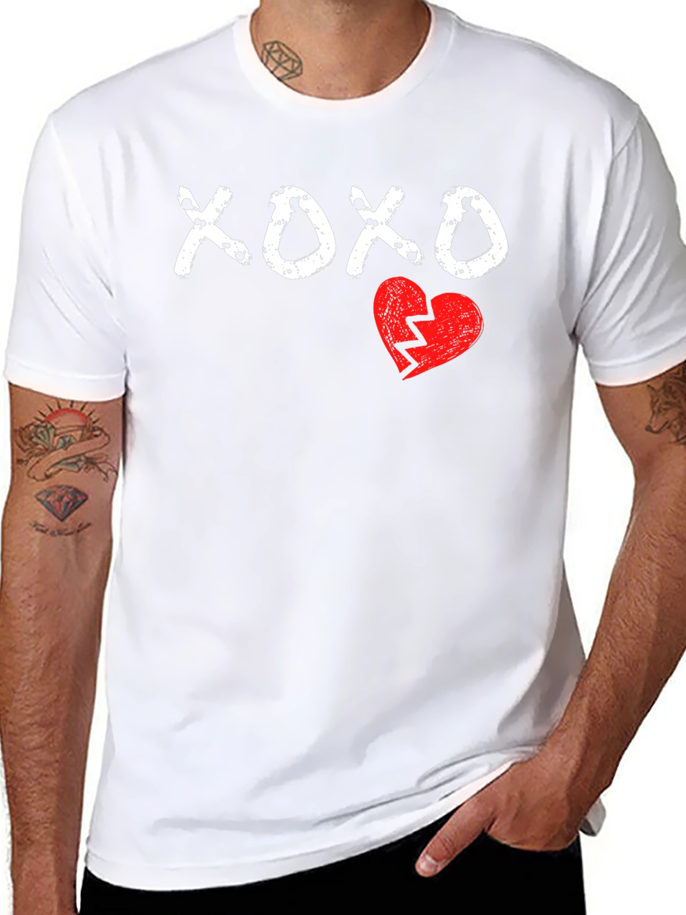XOXO Broken Heart Graphic Tee - Mens Black T-Shirt