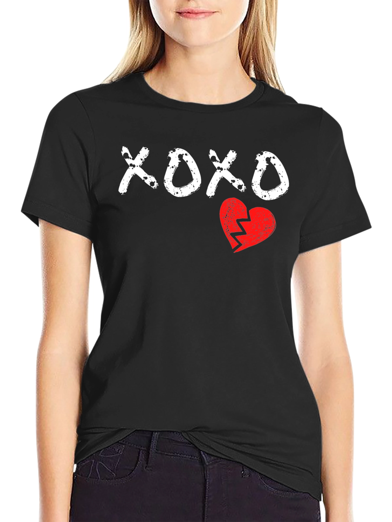 XOXO Broken Heart Graphic Tee - Mens Black T-Shirt
