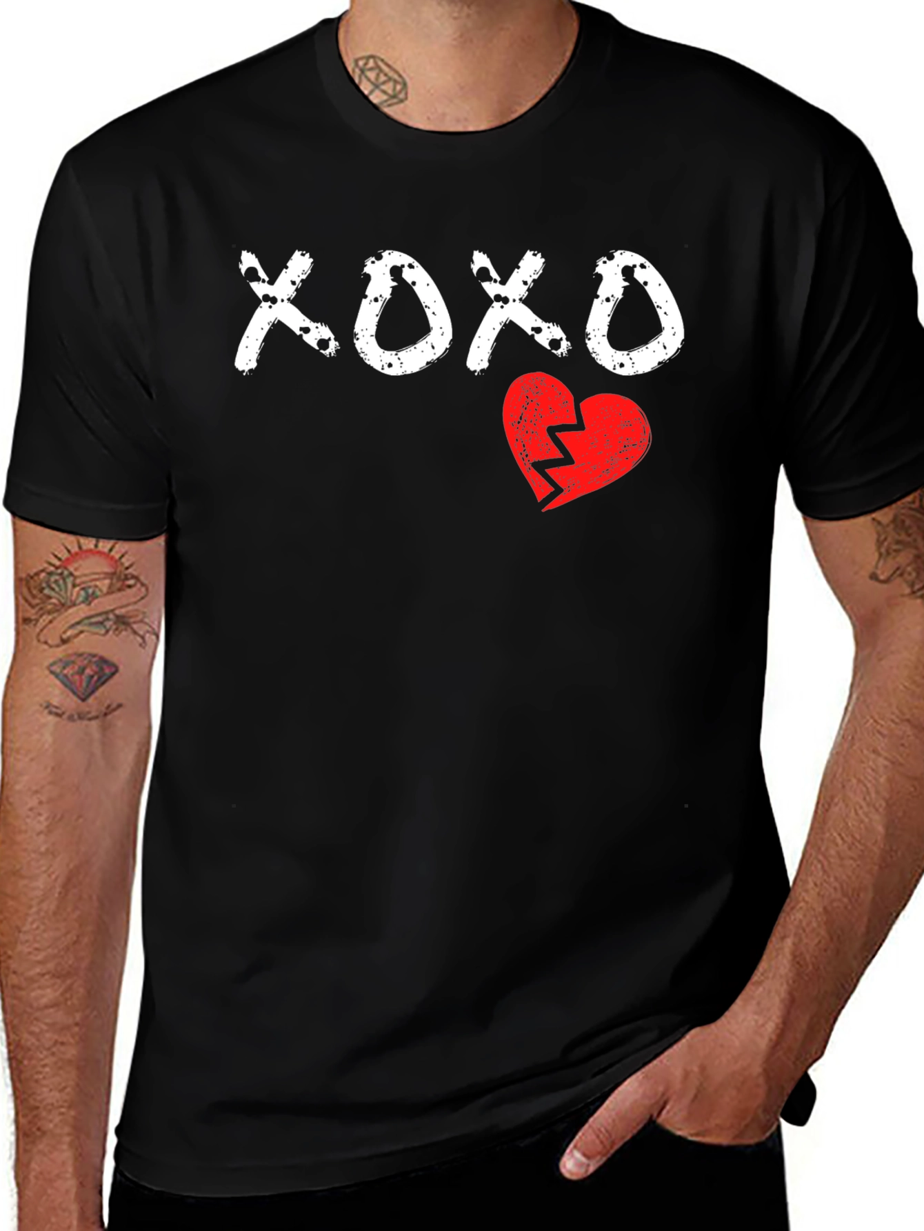 XOXO Broken Heart Graphic Tee - Mens Black T-Shirt