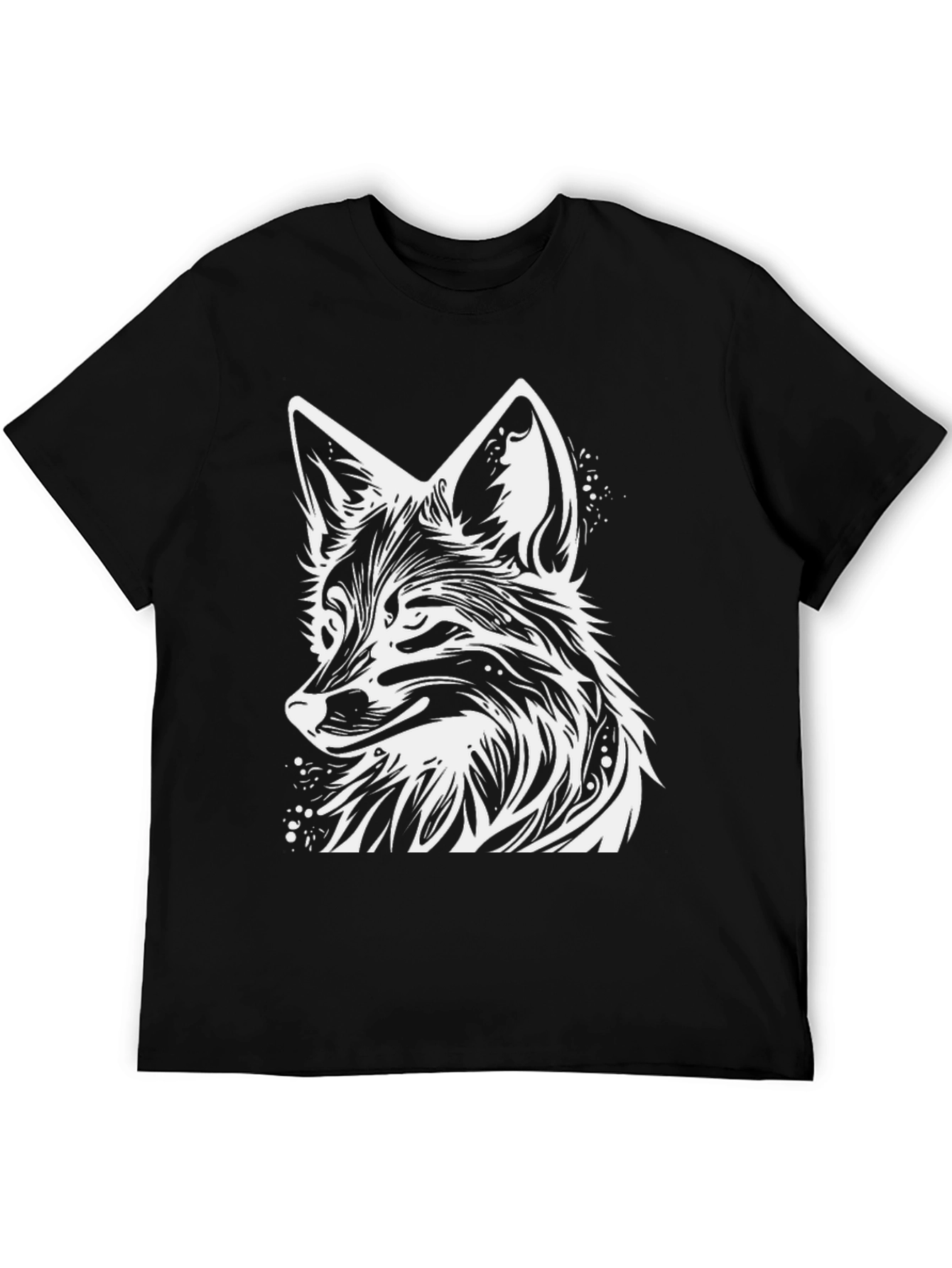 Stylish Black T-Shirt with White Fox Graphic