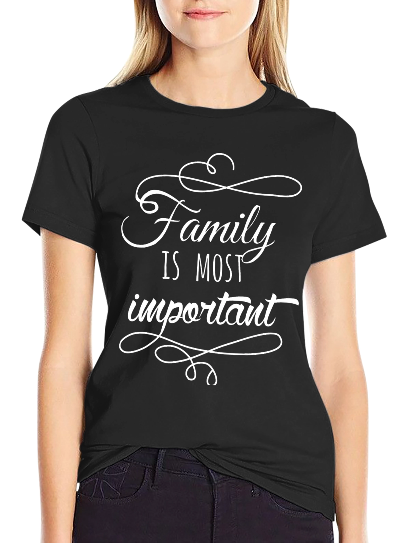 Family is Most Important Graphic Tee - Black