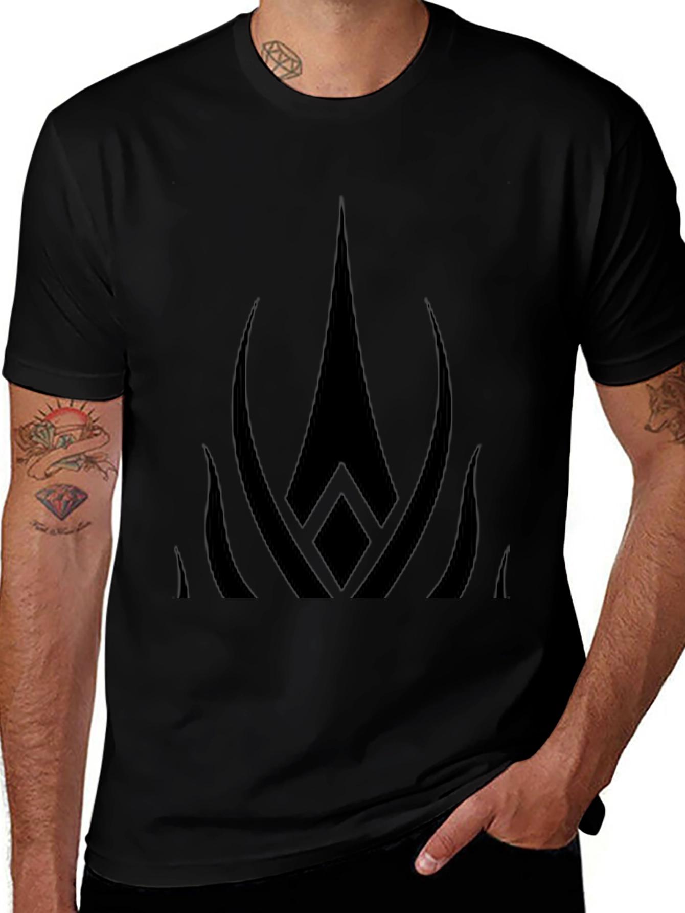 Mens Black Graphic Tee - Abstract Design