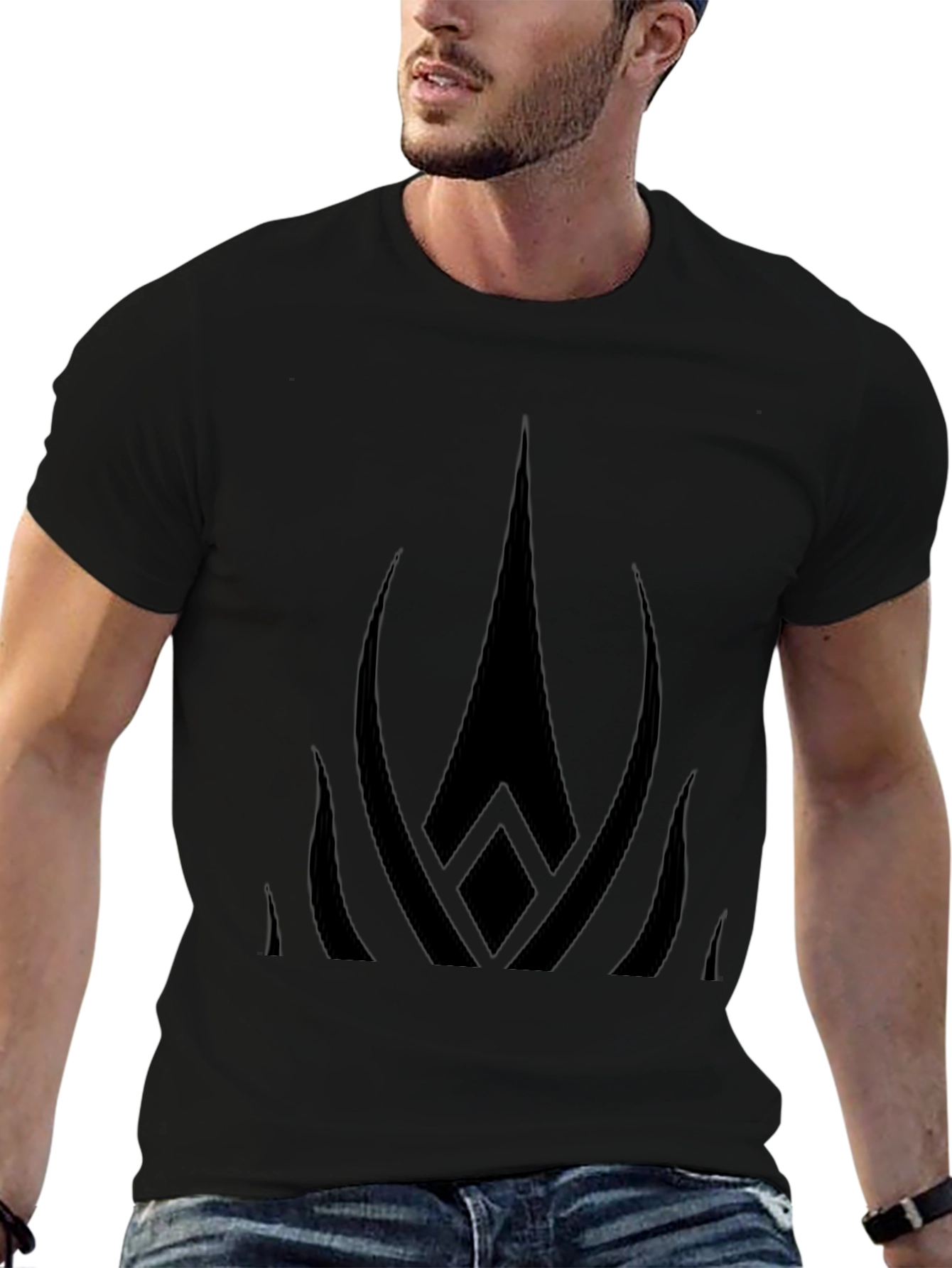 Mens Black Graphic Tee - Abstract Design