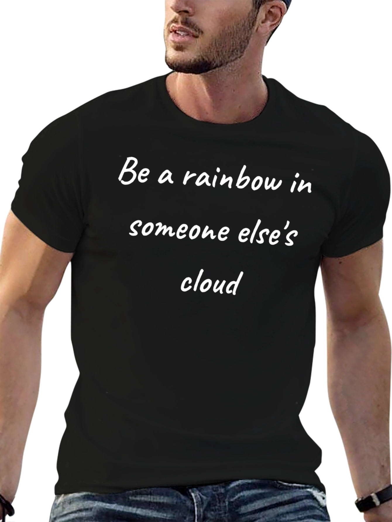 Inspirational Rainbow Black Cotton T-Shirt
