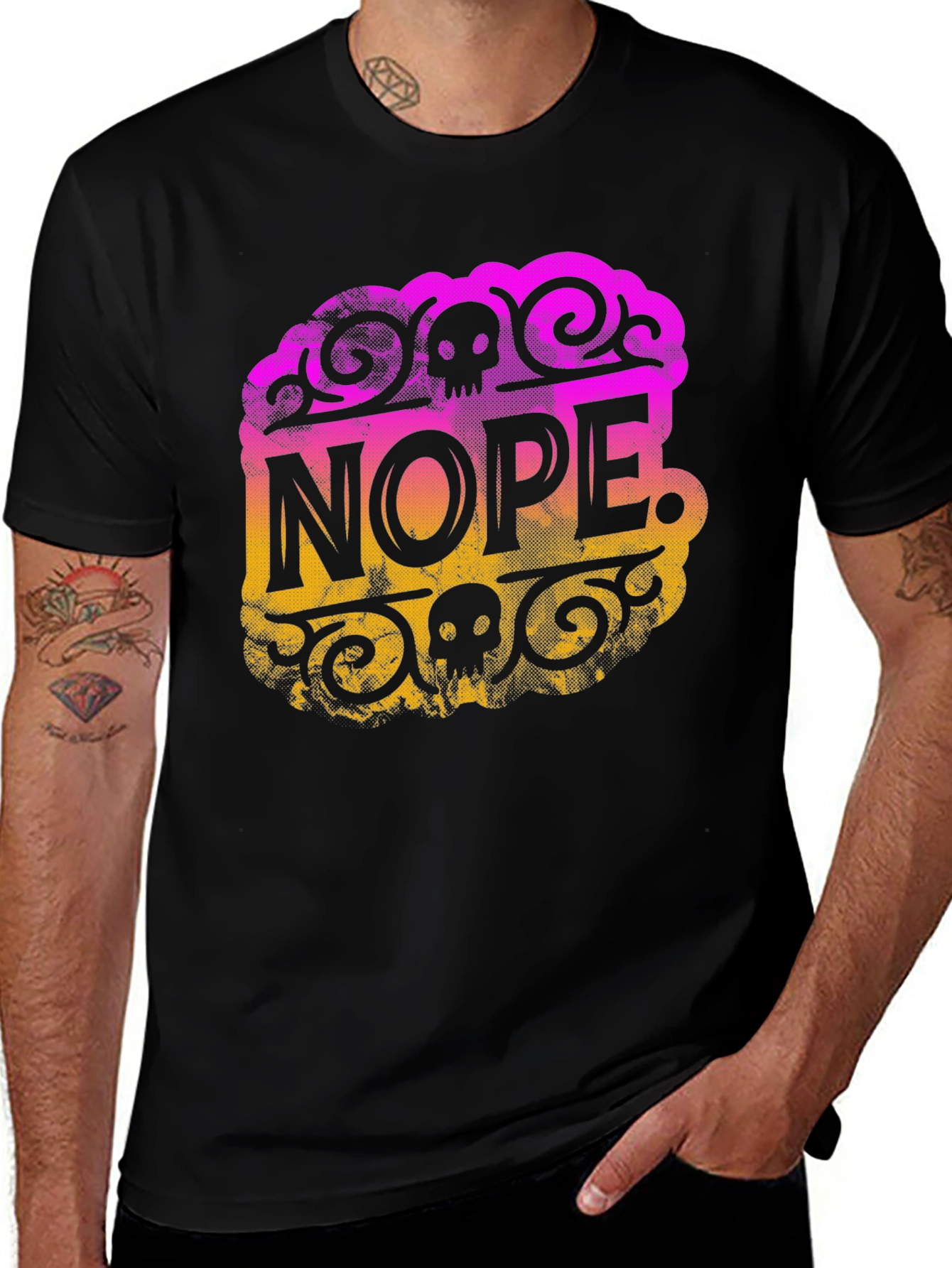 Nope. Skull Graphic Black T-Shirt