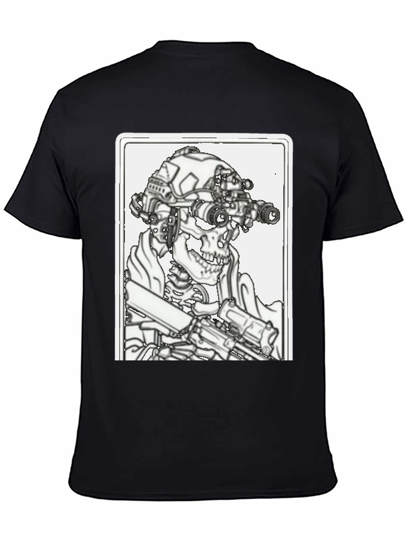Tactical Skeleton Graphic Tee - Black Cotton Blend
