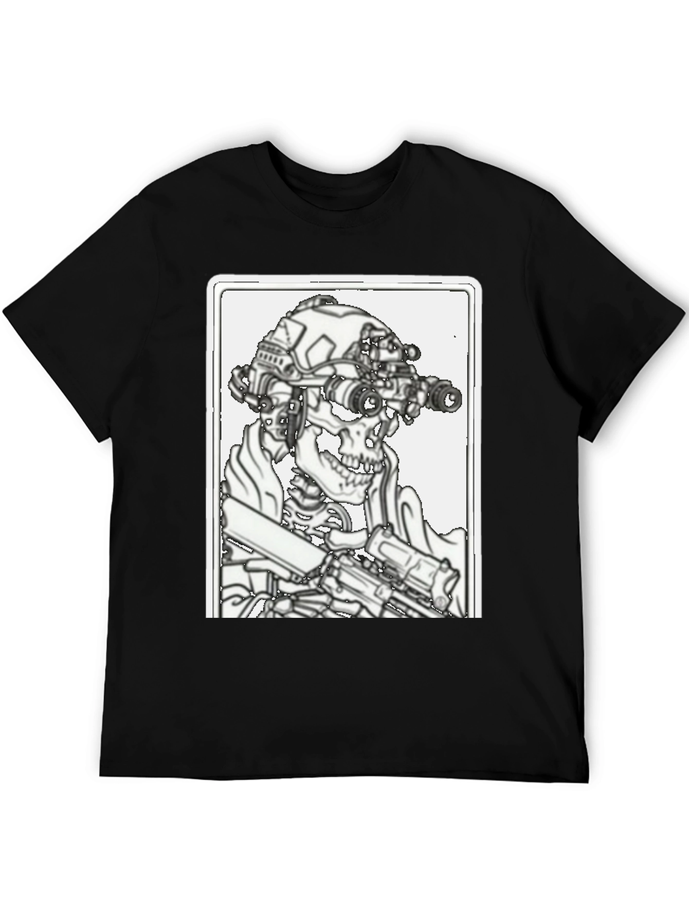 Tactical Skeleton Graphic Tee - Black Cotton Blend