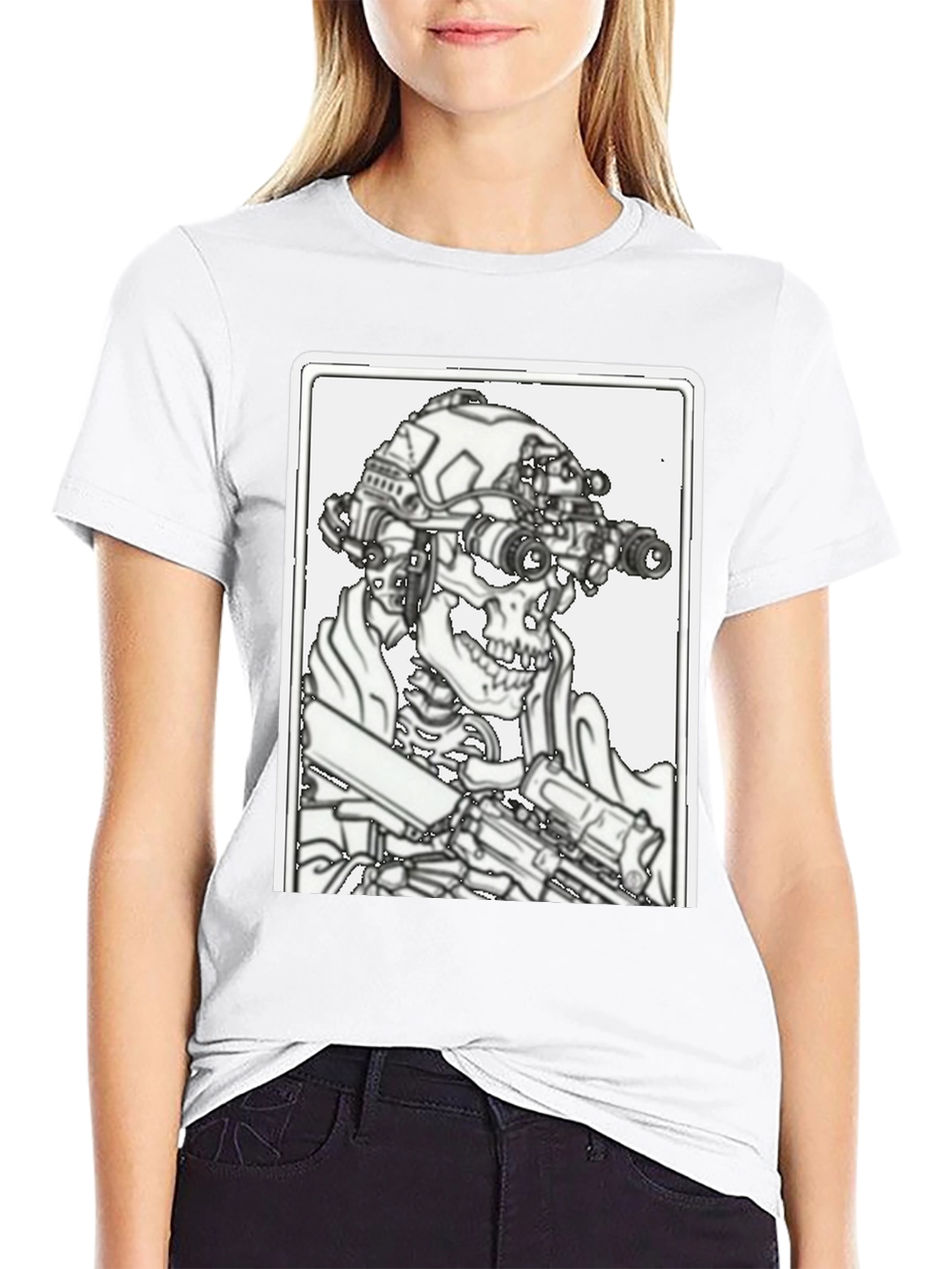 Tactical Skeleton Graphic Tee - Black Cotton Blend