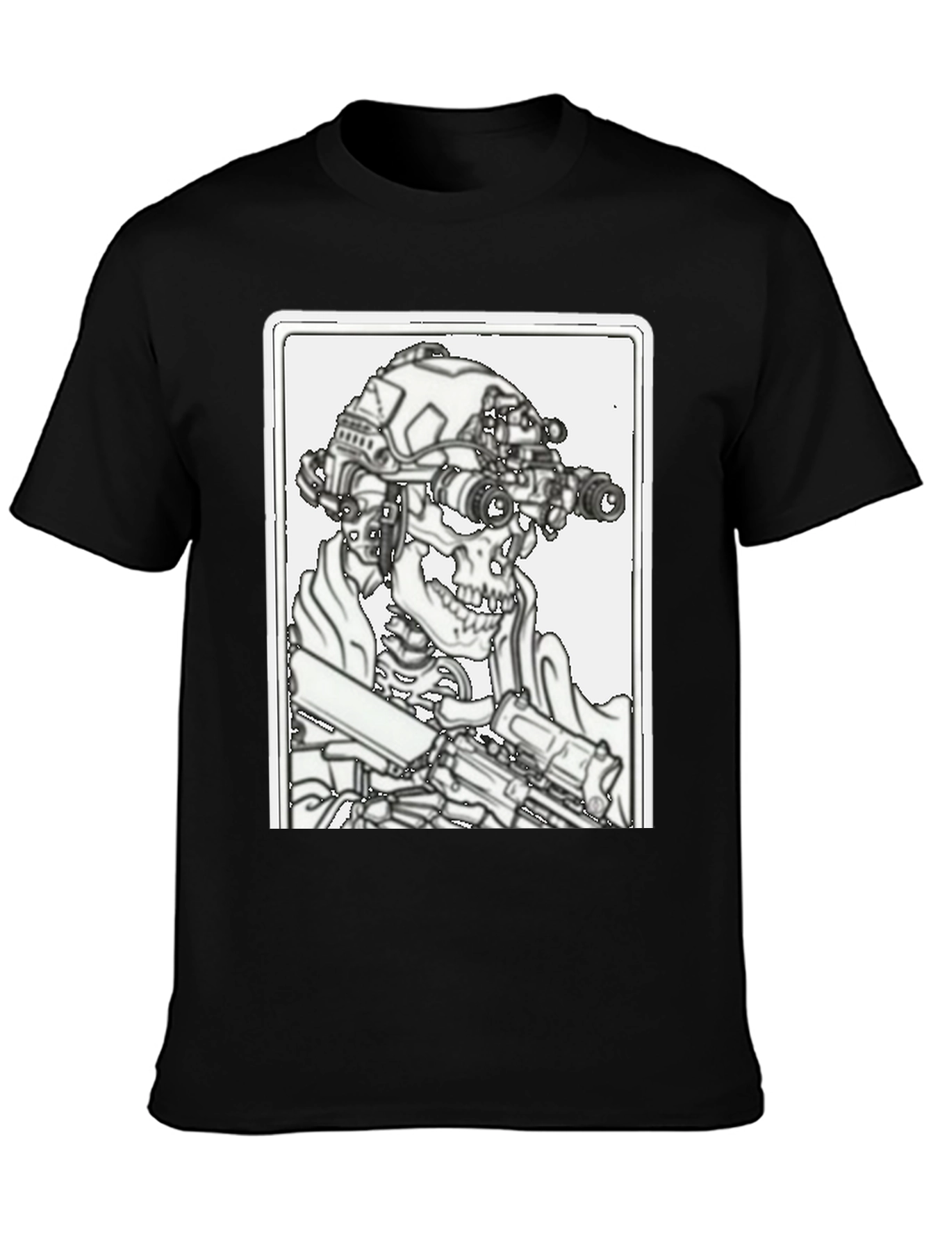Tactical Skeleton Graphic Tee - Black Cotton Blend