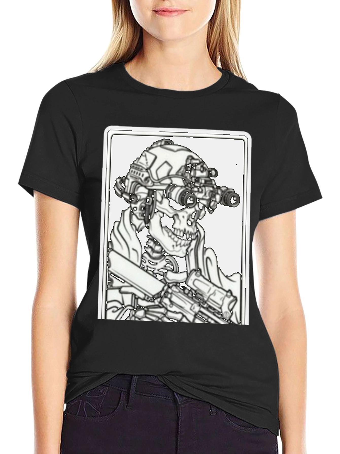 Tactical Skeleton Graphic Tee - Black Cotton Blend