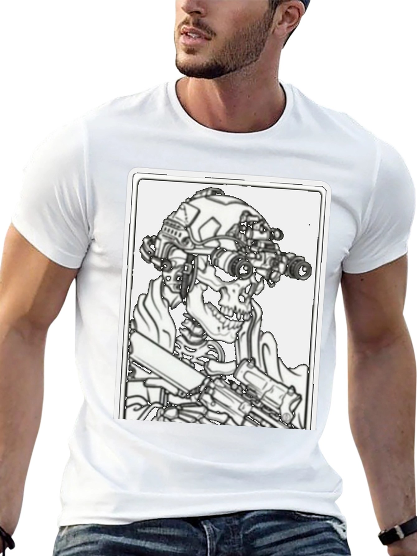 Tactical Skeleton Graphic Tee - Black Cotton Blend
