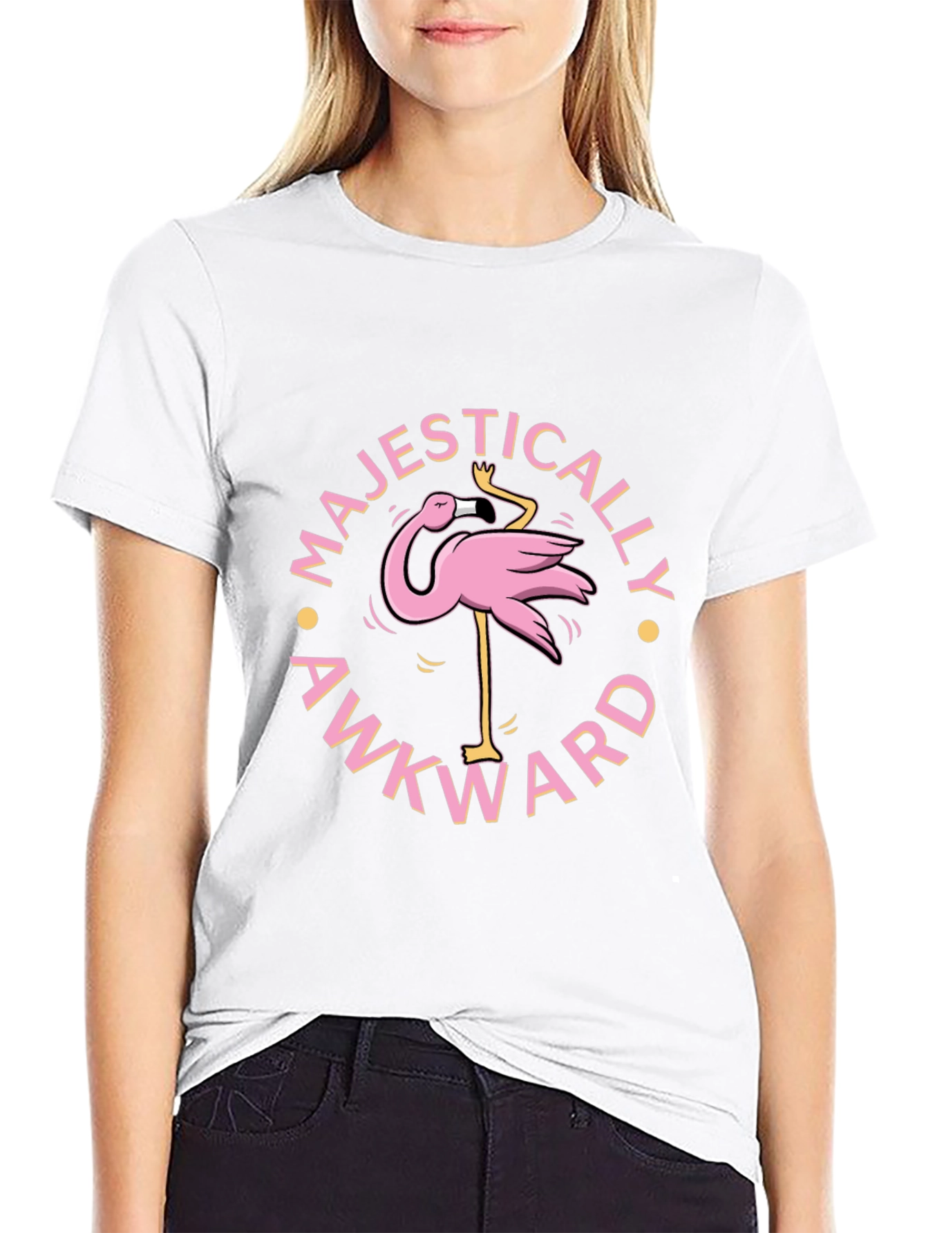 Majestically Awkward Flamingo Graphic T-Shirt
