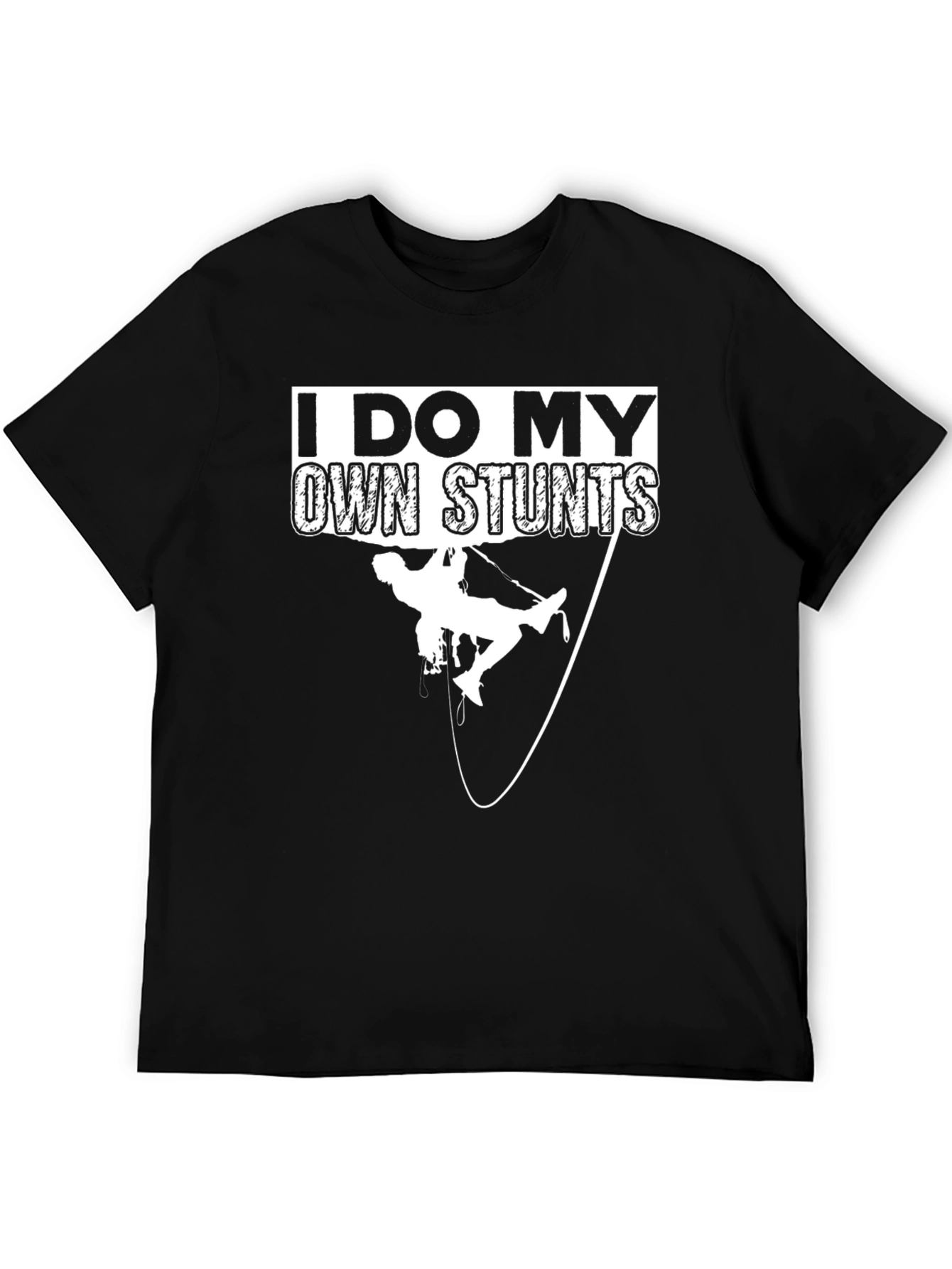 I Do My Own Stunts Rock Climbing Black T-Shirt