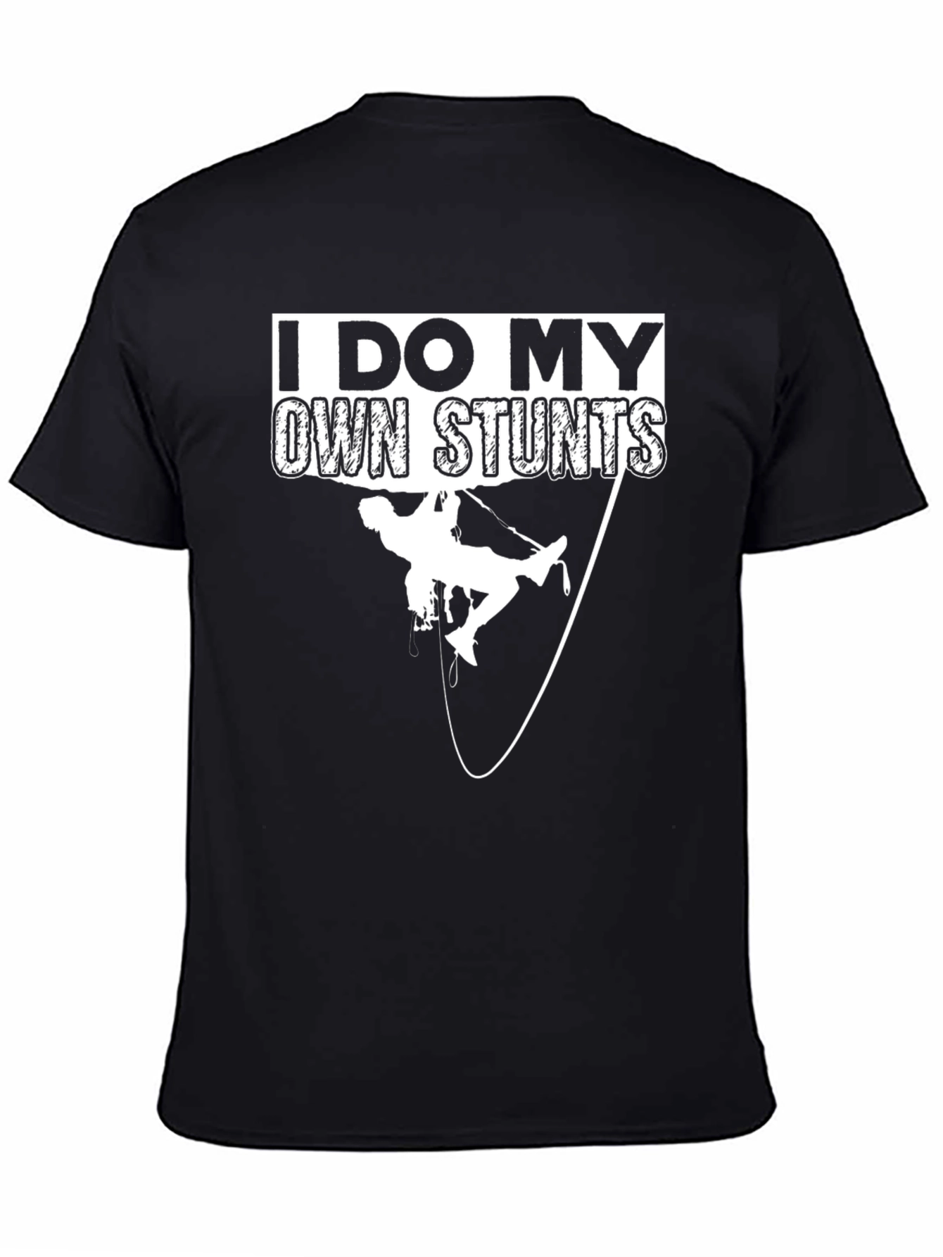 I Do My Own Stunts Rock Climbing Black T-Shirt
