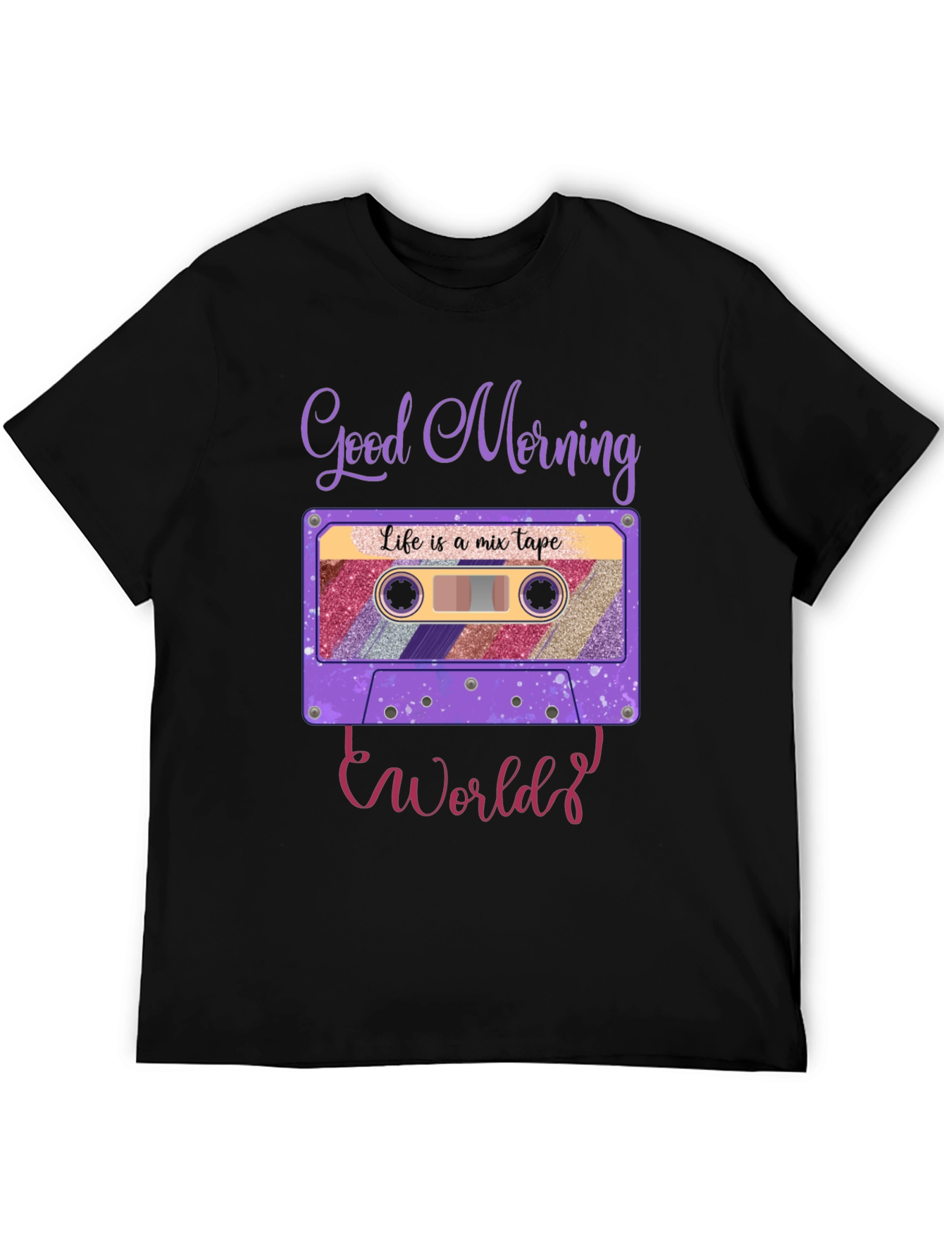 Good Morning World Cassette Tape Graphic Tee