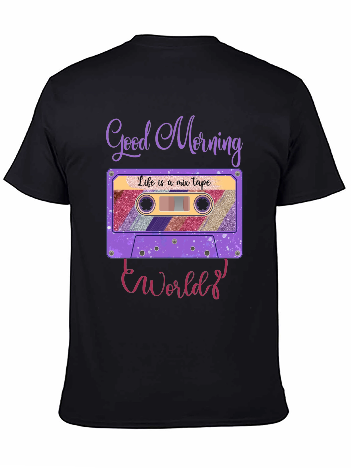 Good Morning World Cassette Tape Graphic Tee