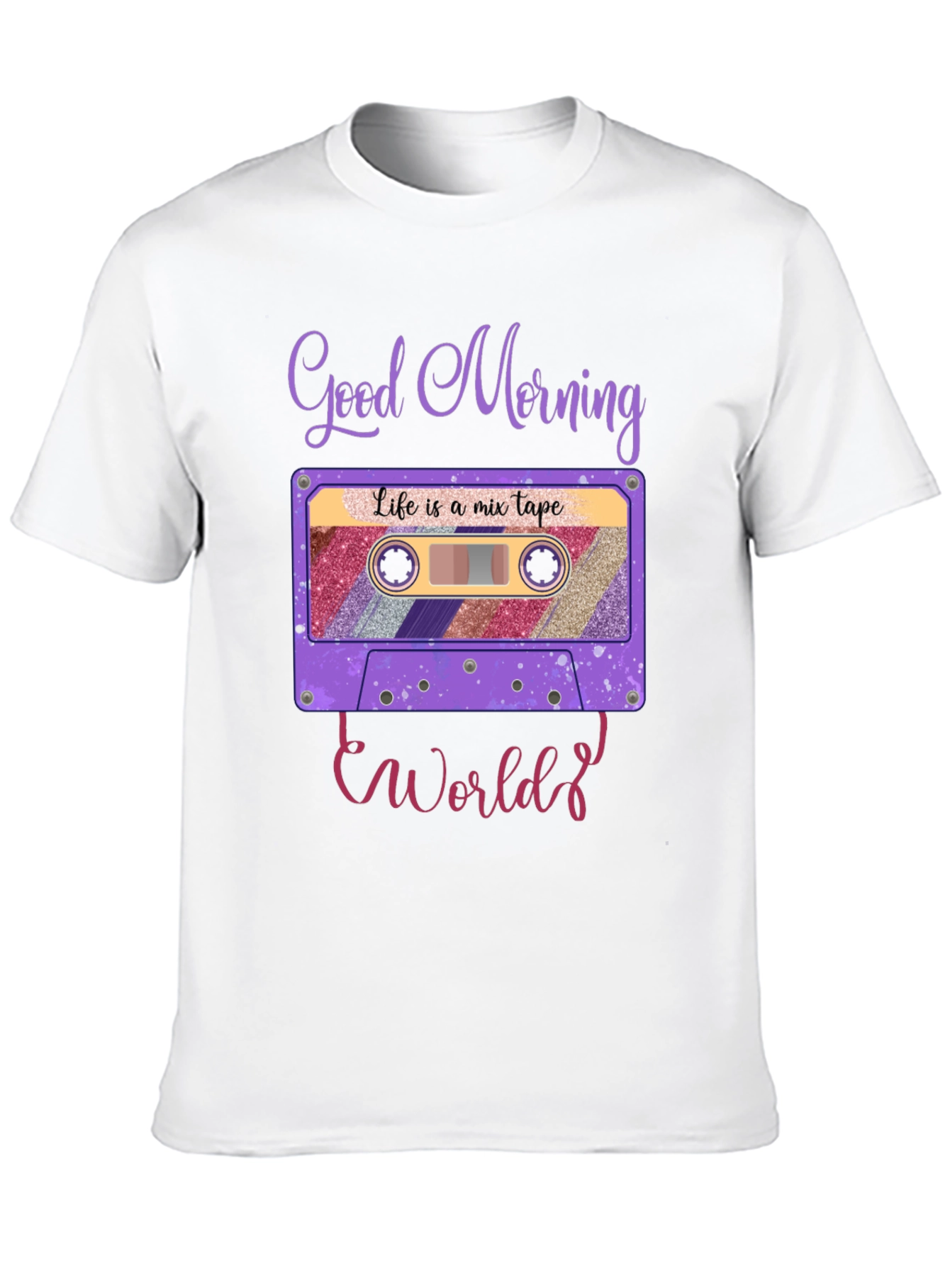 Good Morning World Cassette Tape Graphic Tee